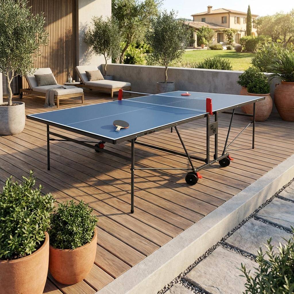 Table de ping pong INDOOR bleue, avec 2 raquettes et 3 balles, pour utilisation intérieure, sport tennis de table,sweeek,Photo1