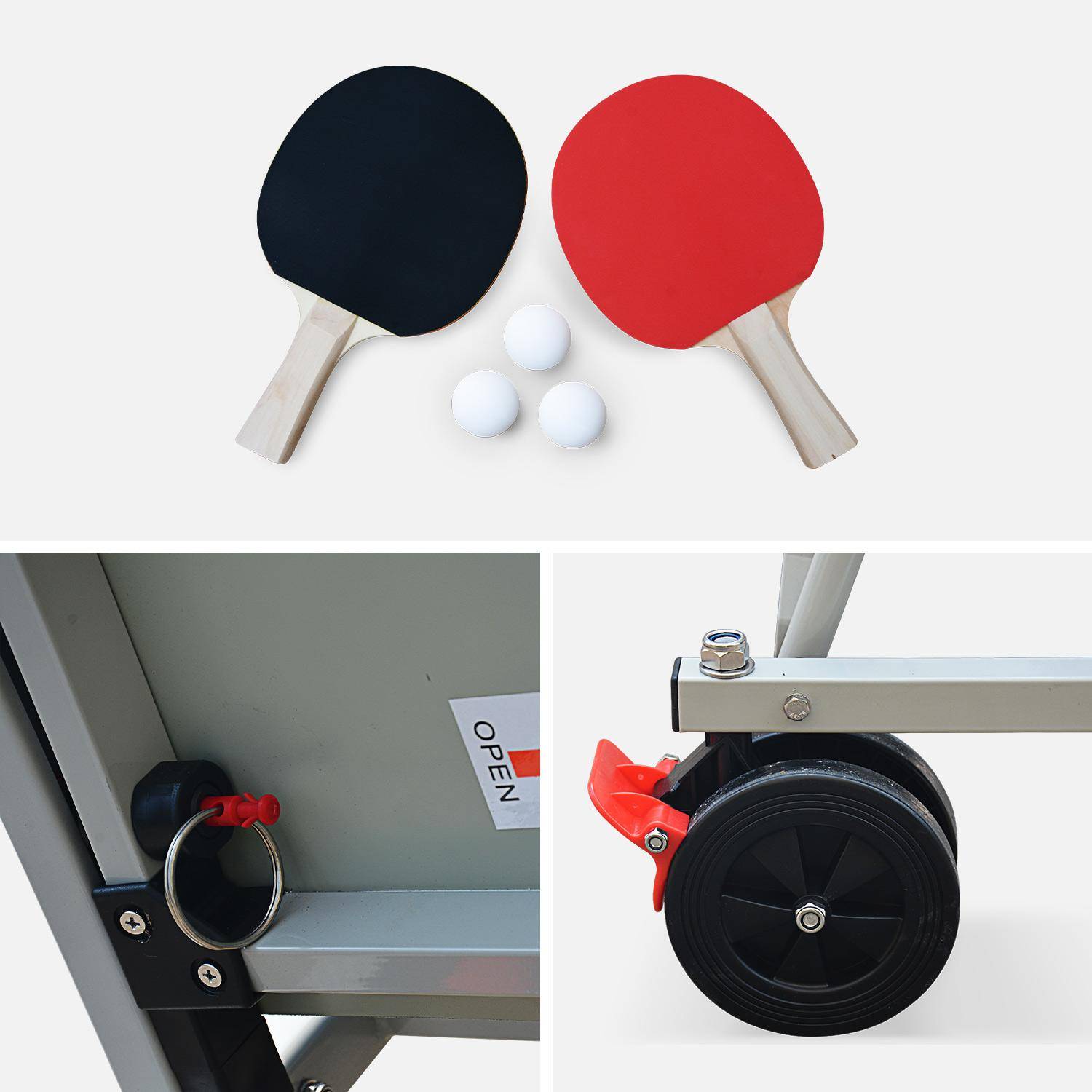 Premium blauwe pingpongtafel voor buiten met 2 rackets en 3 ballen 274,7 x 182 x 91,2 (inclusief net),sweeek,Photo6