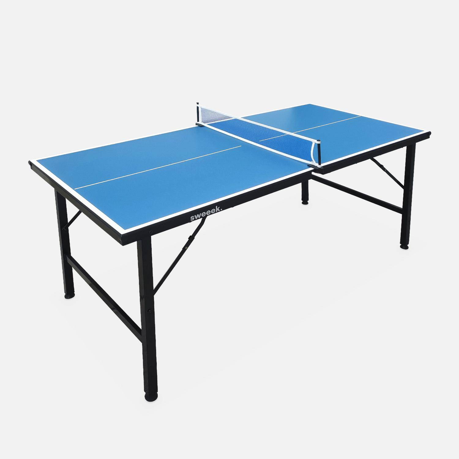 sweeek Zubehör Mini-Tischtennisplatte klappbarer INDOOR | Pong blau, mit 150x75cm Ping