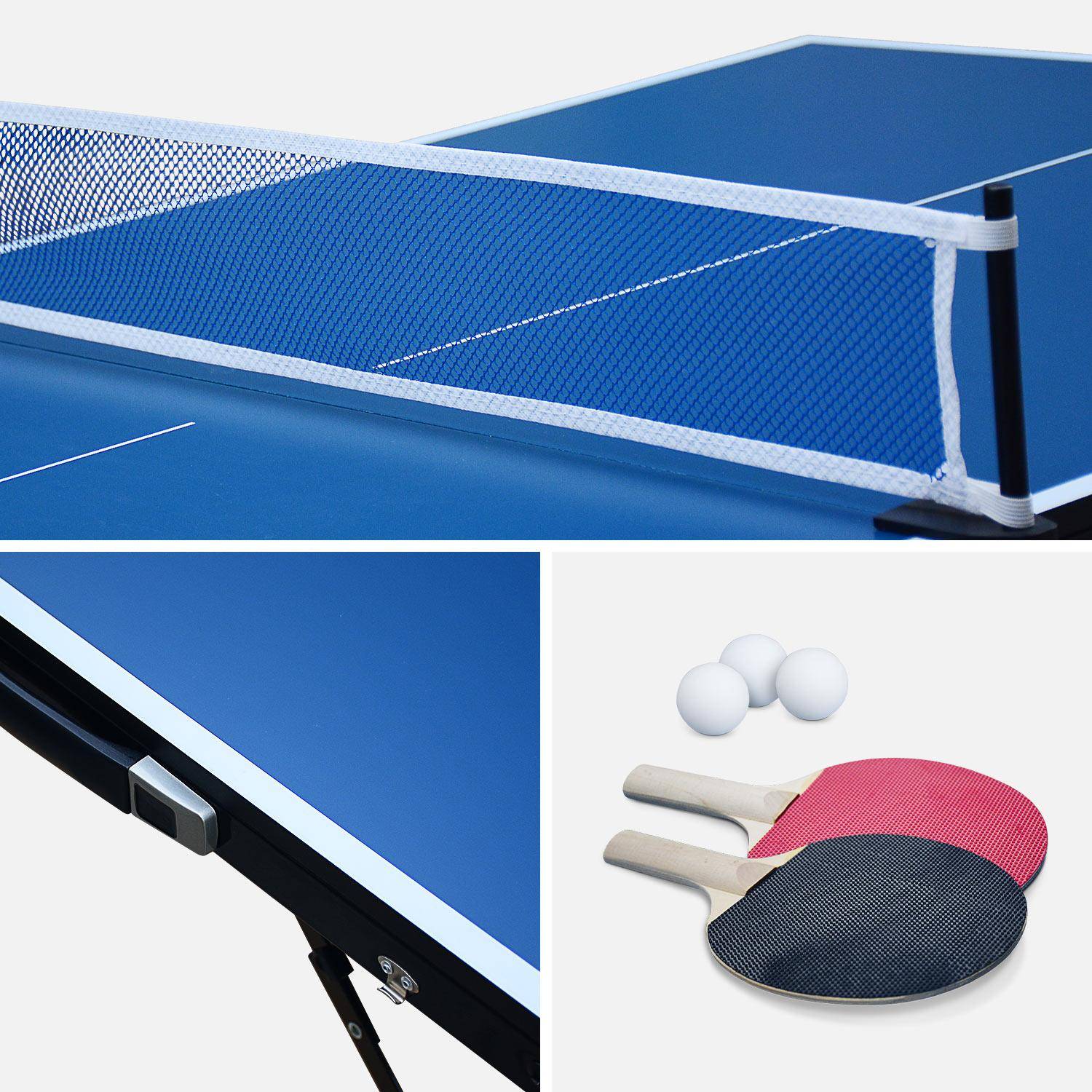INDOOR klappbarer Mini-Tischtennisplatte 150x75cm mit | Zubehör blau, sweeek Pong Ping