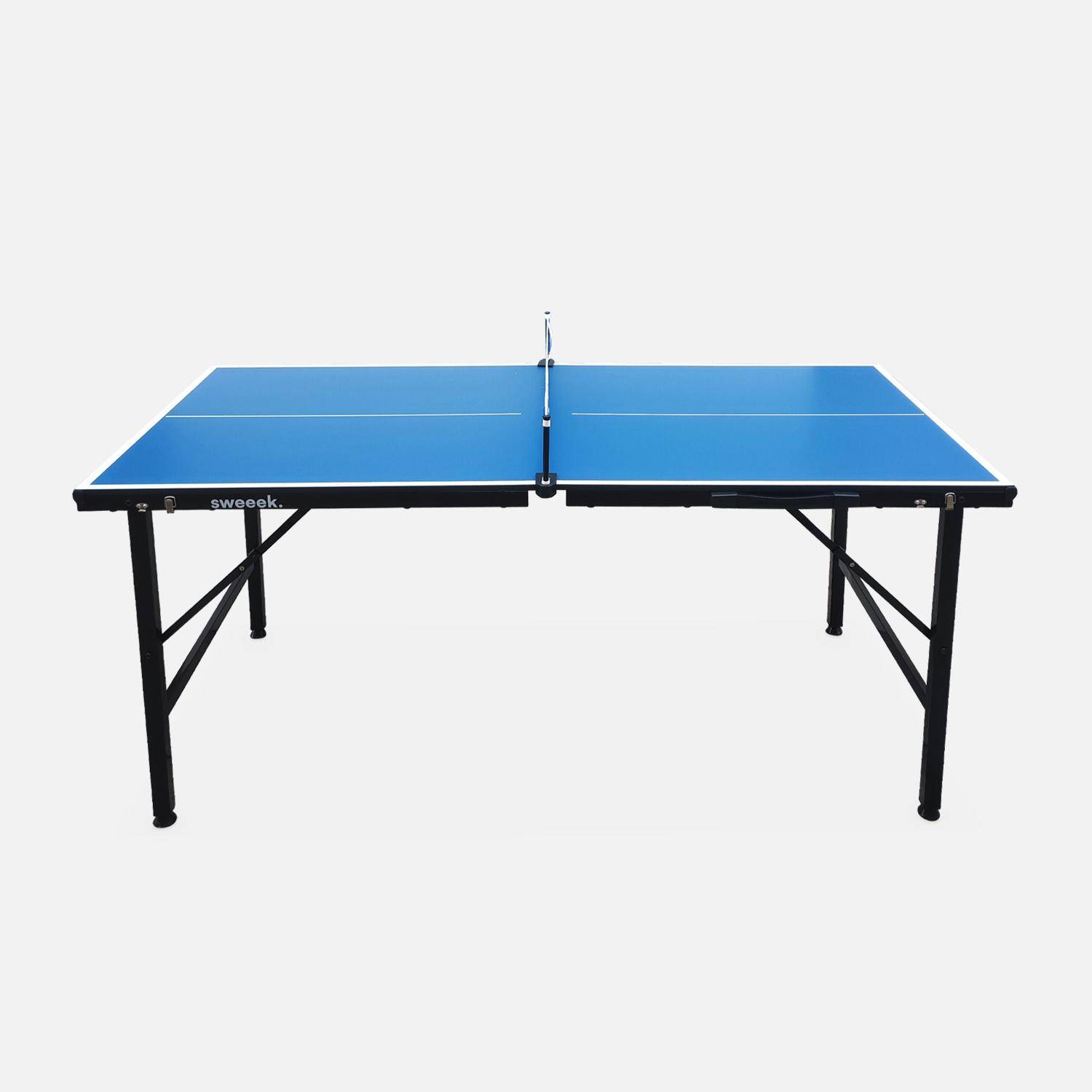 klappbarer sweeek Mini-Tischtennisplatte Pong 150x75cm blau, INDOOR Ping Zubehör mit |