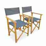 Lot de 2 fauteuils réalisateur, pliables, avec accoudoirs, BANDERAS, en eucalyptus FSC et textilène gris anthracite Photo1