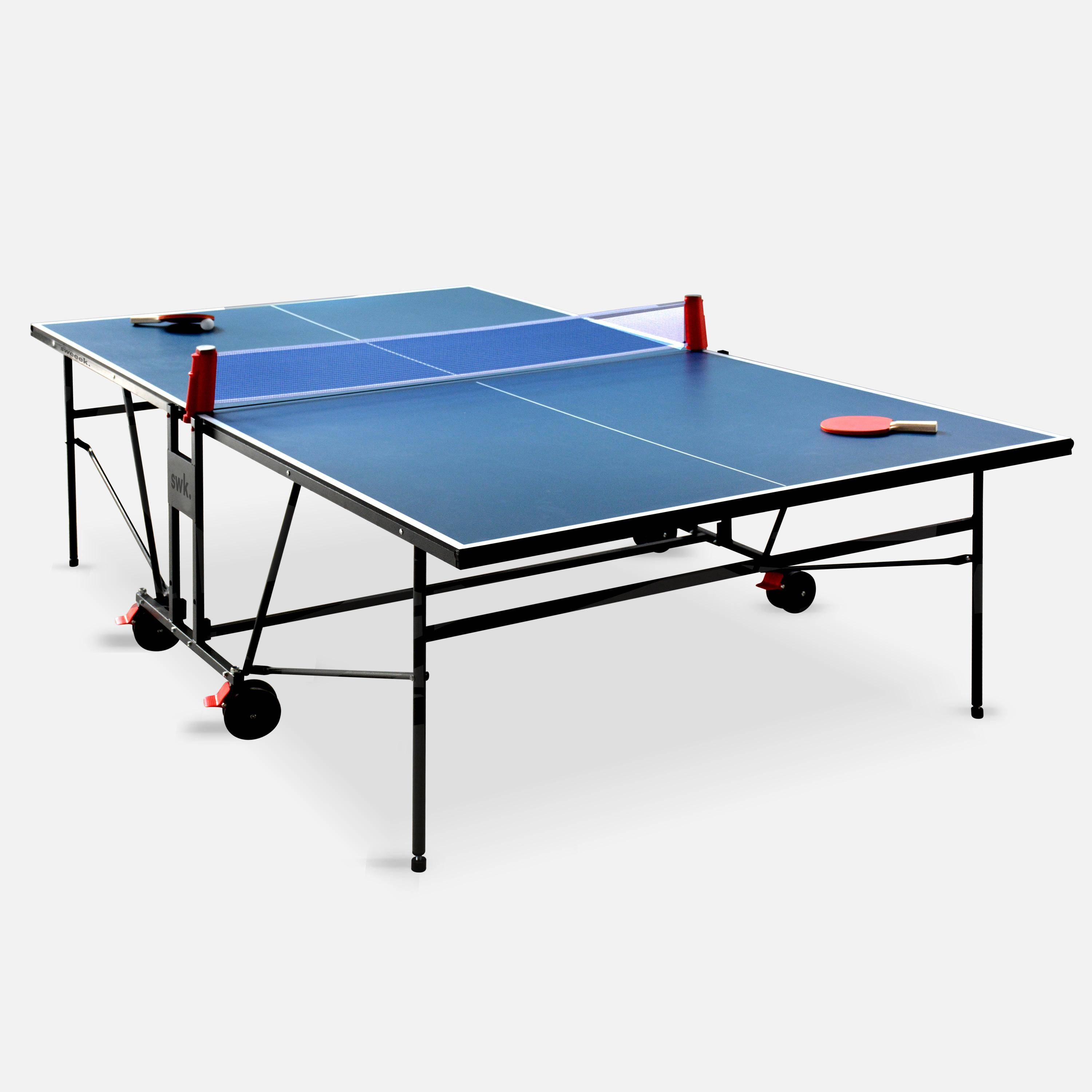 INDOOR Tischtennisplatte blau - Klapptisch mit 4 Schlägern und 6 Bällen, für den Innenbereich, Tischtennissport,sweeek,Photo5