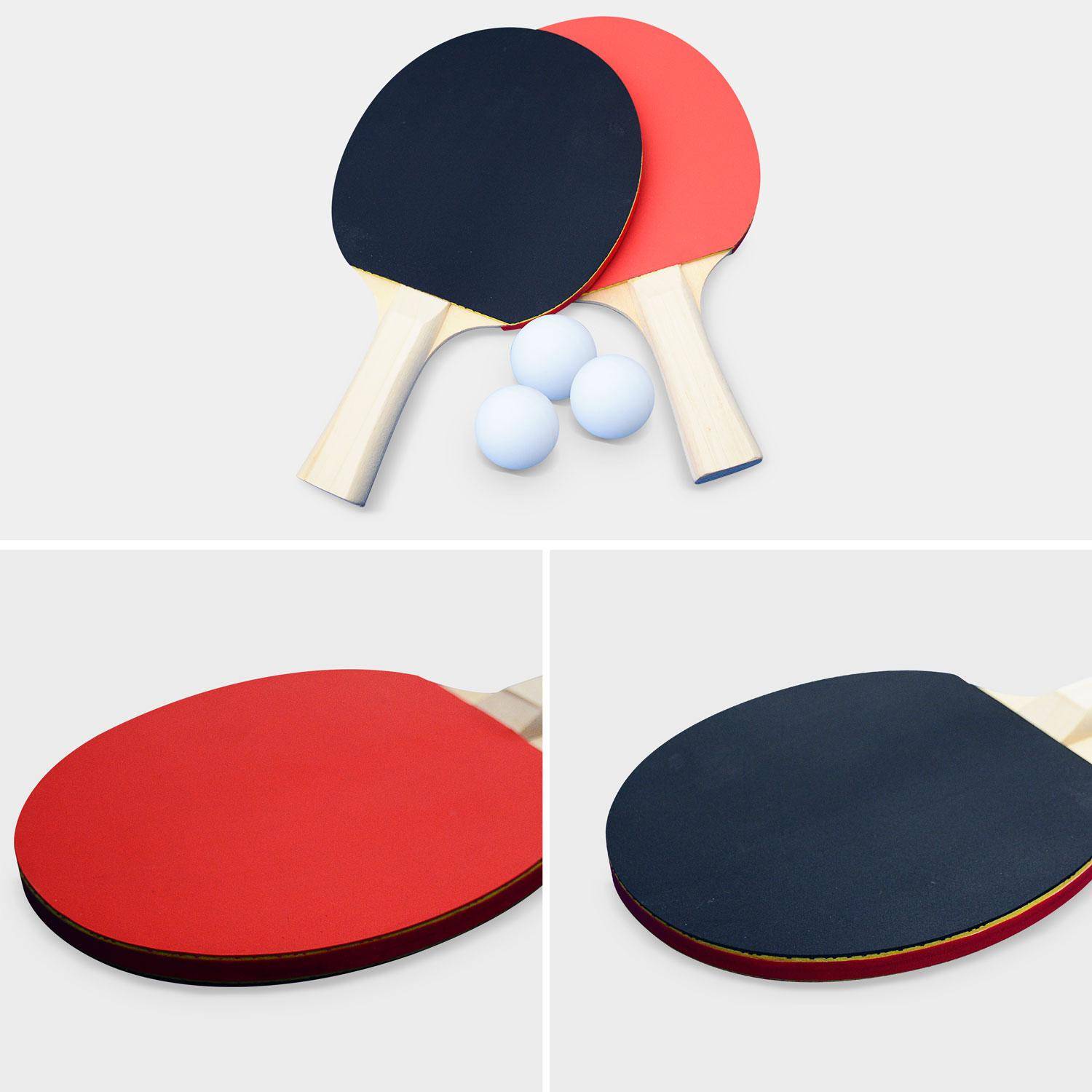 Table de ping pong OUTDOOR bleue, avec 4 raquettes et 6 balles, pour utilisation extérieure, sport tennis de table Photo8