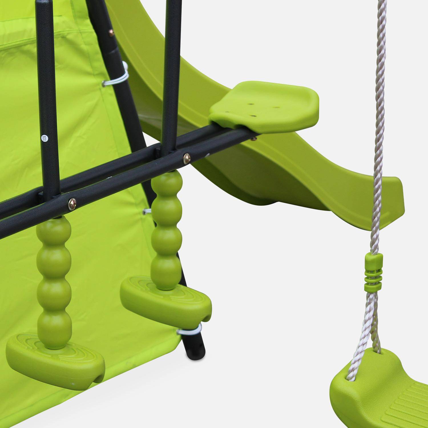 5-piece swing: 2 swings, 1 face to face, 1 slide, 1 basketball hoop, 1 climbing wall and 1 tipi, Libeccio,sweeek,Photo5