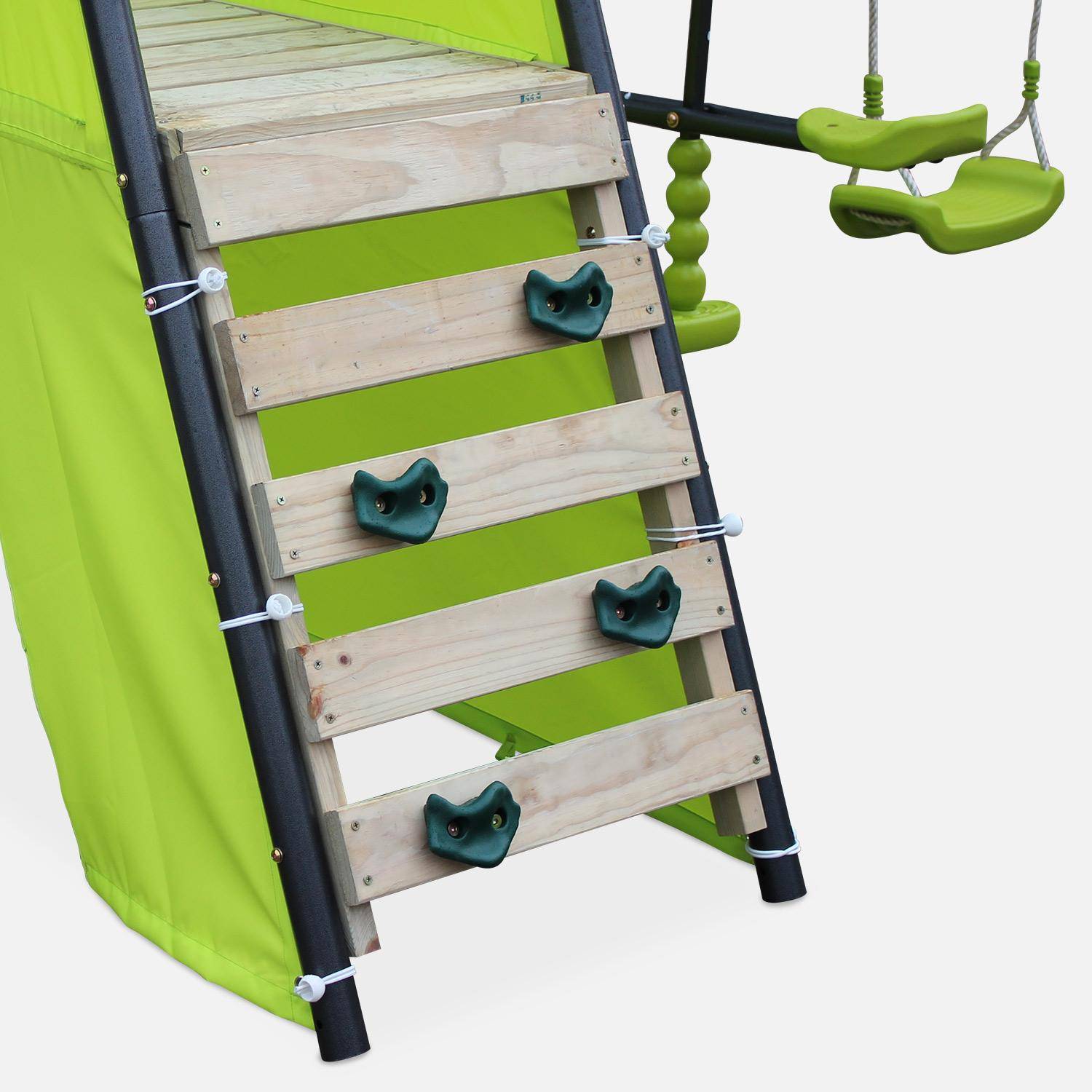 Parque infantil con columpio y tobogán Verde - 313x155x197 cm,sweeek,Photo5