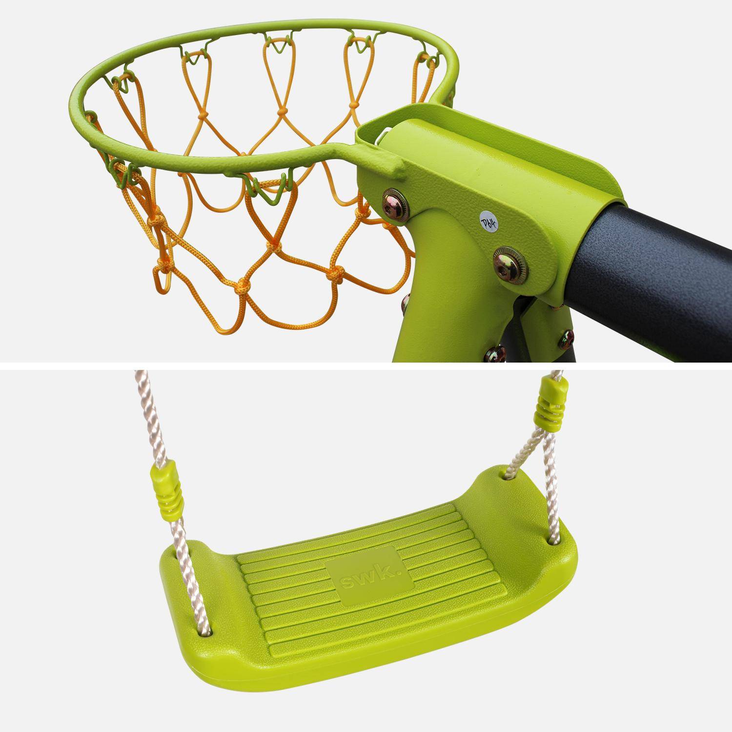 5-piece swing: 2 swings, 1 face to face, 1 slide, 1 basketball hoop, 1 climbing wall and 1 tipi, Libeccio,sweeek,Photo6