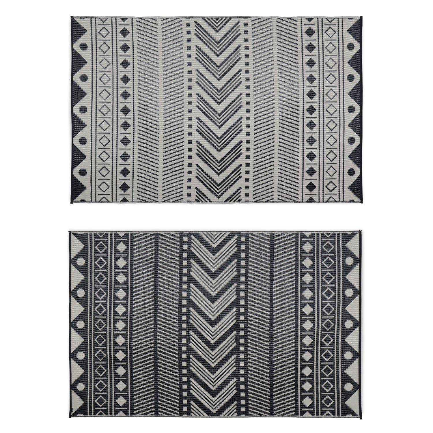 Outdoor rug - 180x270cm - Jacquard, reversible, rectangular, indoor/outdoor use - Bamako - Black-beige Photo2