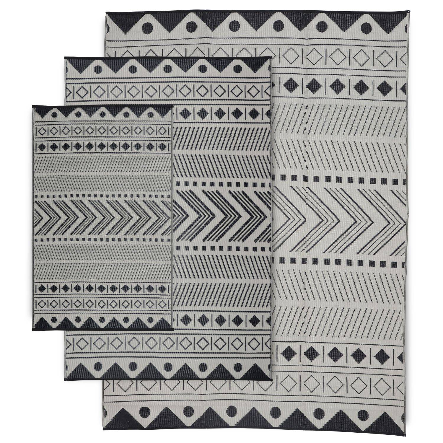 Outdoor rug - 180x270cm - Jacquard, reversible, rectangular, indoor/outdoor use - Bamako - Black-beige Photo5