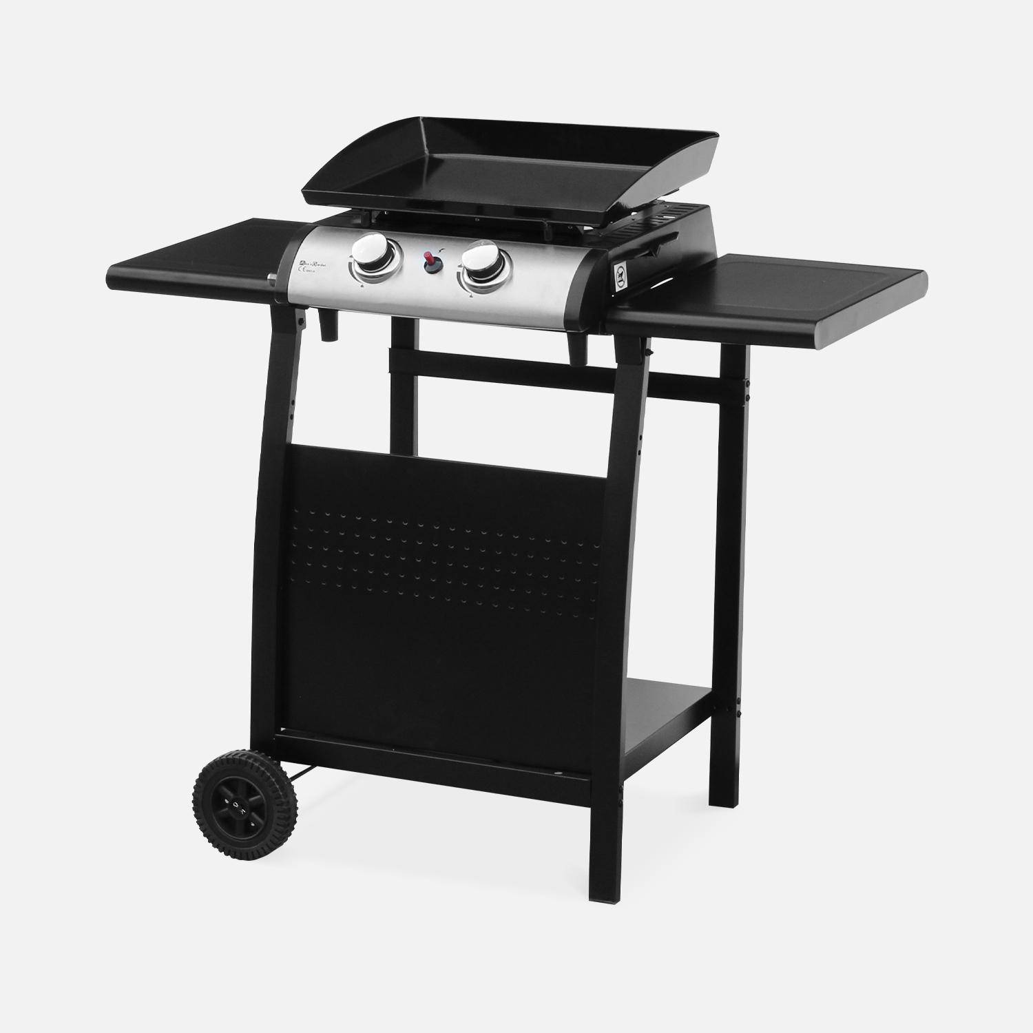 GYMAX 3 Niveaux Chariot Barbecue Pliable avec 2 Roues, Desserte Plancha