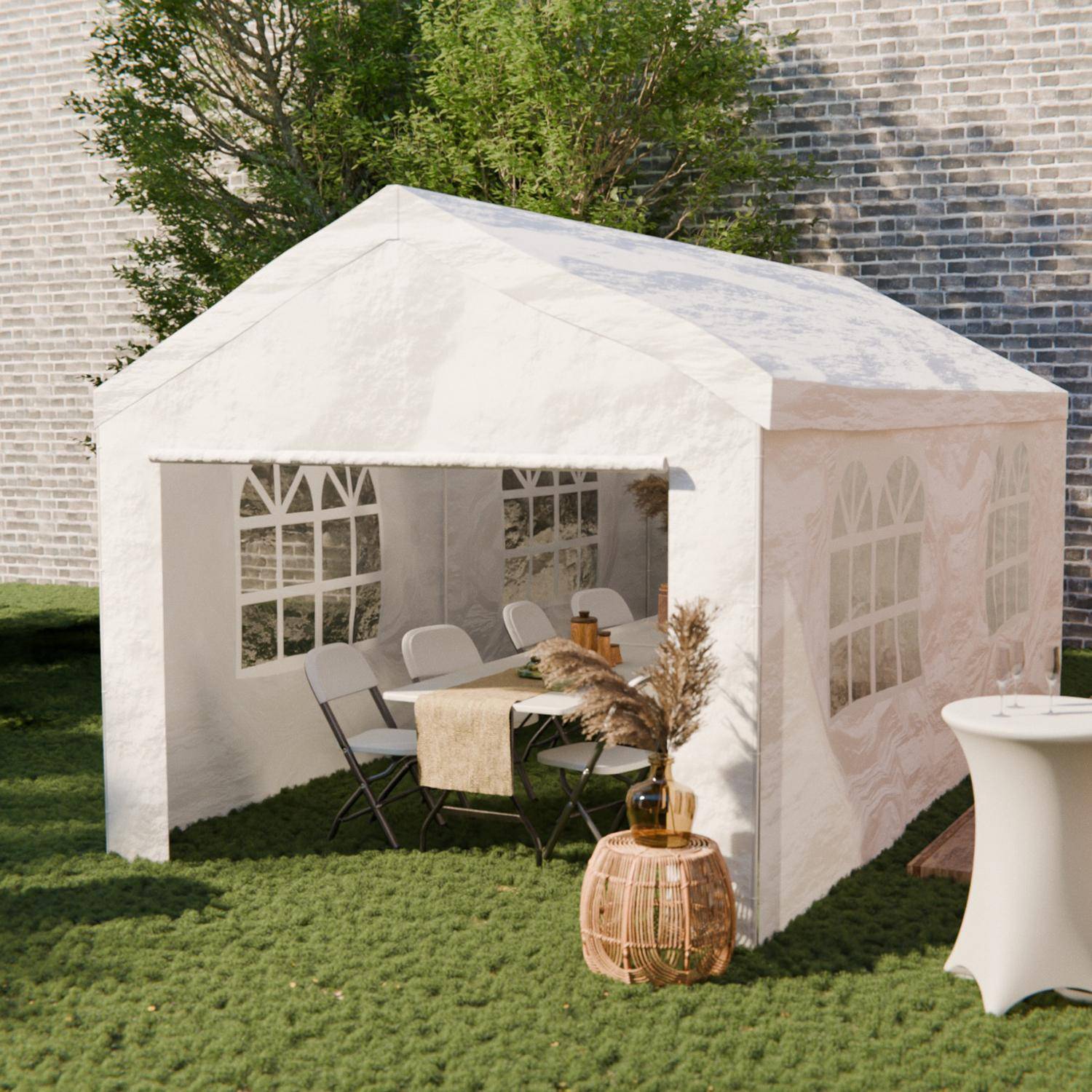 Tente de réception - Burdigala 3x6m -  Blanc, connecteurs métal, tente de jardin idéale pour réception, pavillon,  chapiteau ou tonnelle, totalement refermable. Photo1
