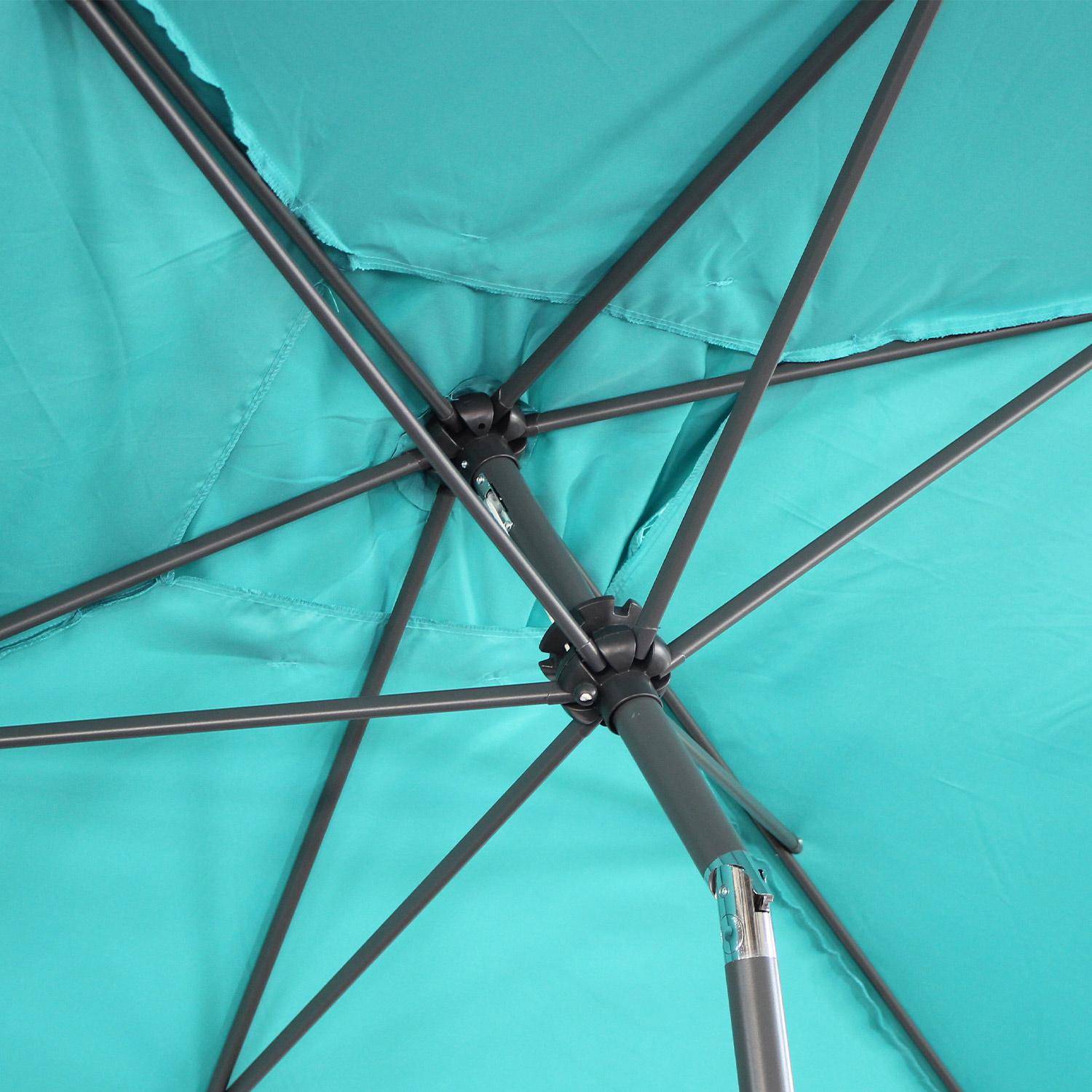 Parasol droit rectangulaire 2x3m - Touquet Turquoise - mât central en aluminium orientable et manivelle d'ouverture,sweeek,Photo6