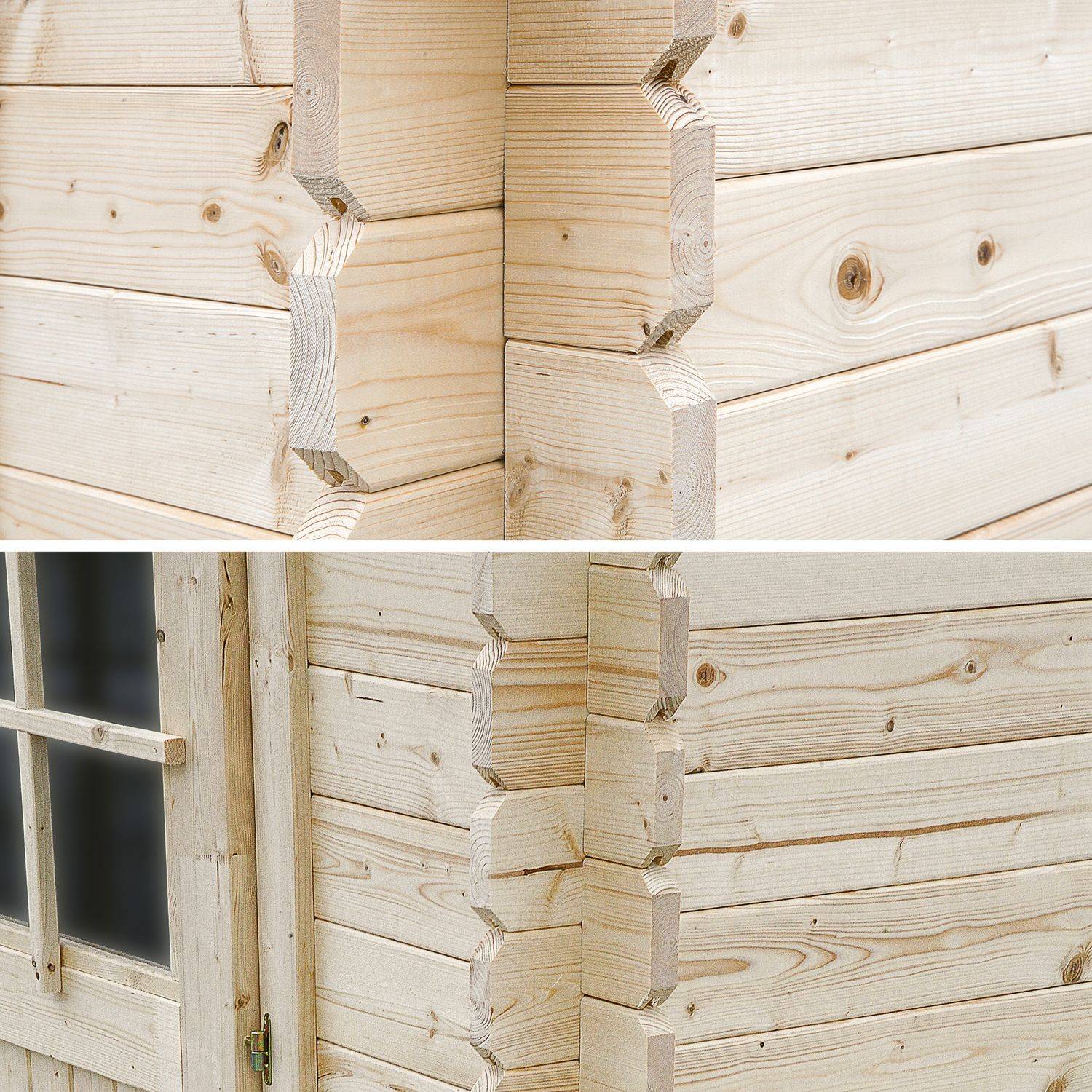 Gartenhaus IRATY aus FSC-Holz, 12,28m², Bohlenstruktur, getrocknete Tanne Photo7