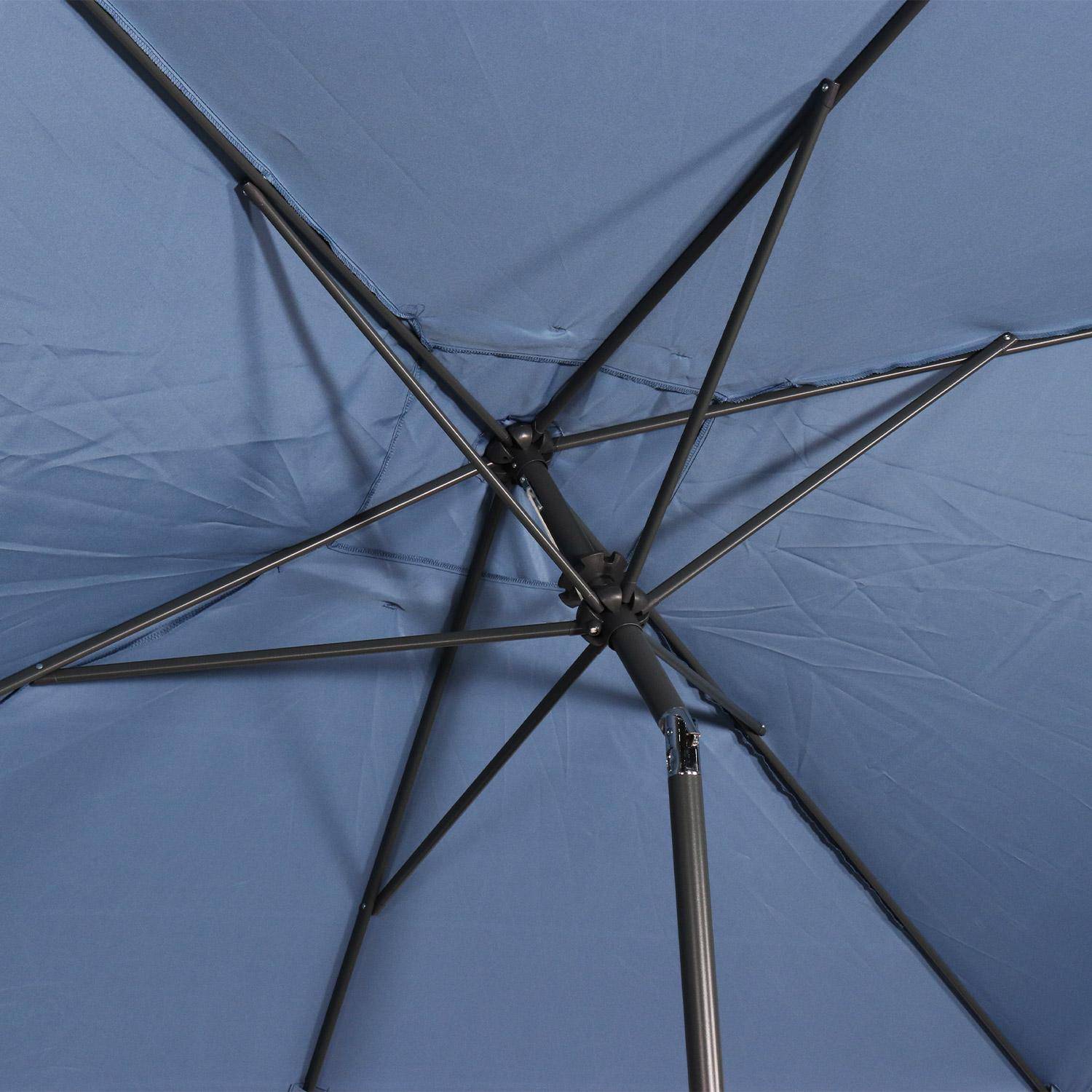 Parasol droit rectangulaire 2x3m - Touquet bleu grisé - mât central en aluminium orientable et manivelle d'ouverture,sweeek,Photo6