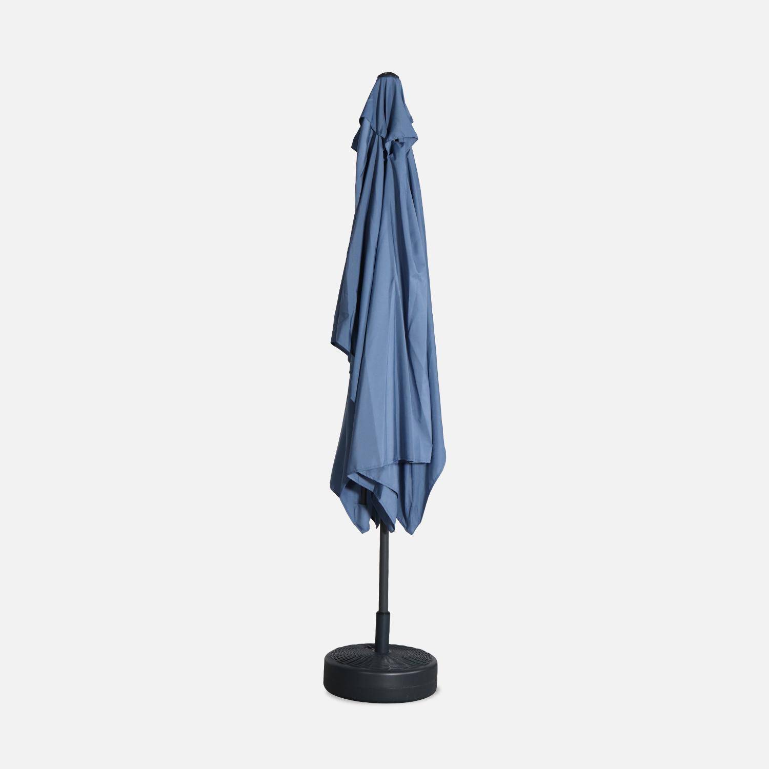 Parasol droit rectangulaire 2x3m - Touquet bleu grisé - mât central en aluminium orientable et manivelle d'ouverture,sweeek,Photo4