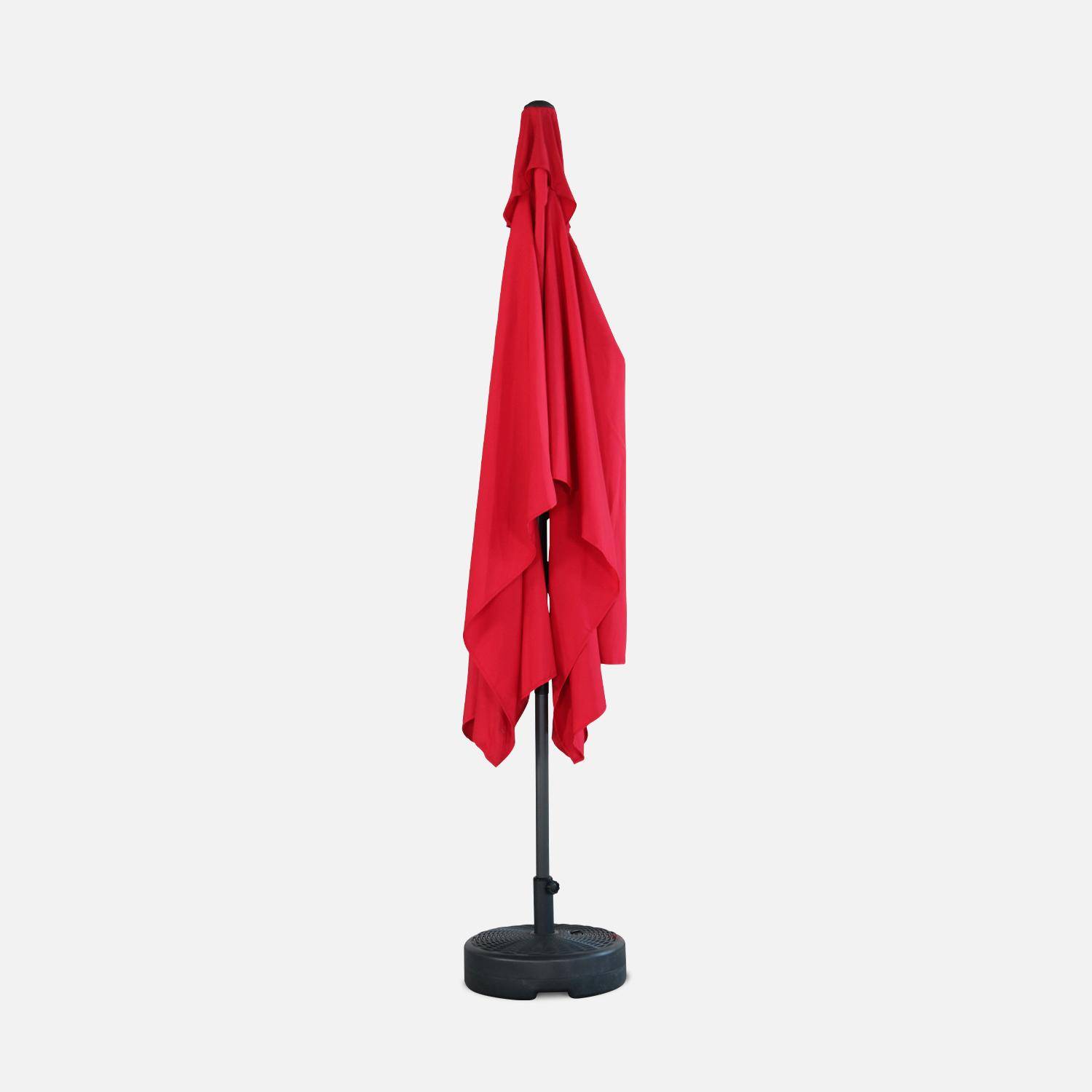 Parasol droit rectangulaire 2x3m - Touquet Rouge - mât central en aluminium orientable et manivelle d'ouverture,sweeek,Photo4