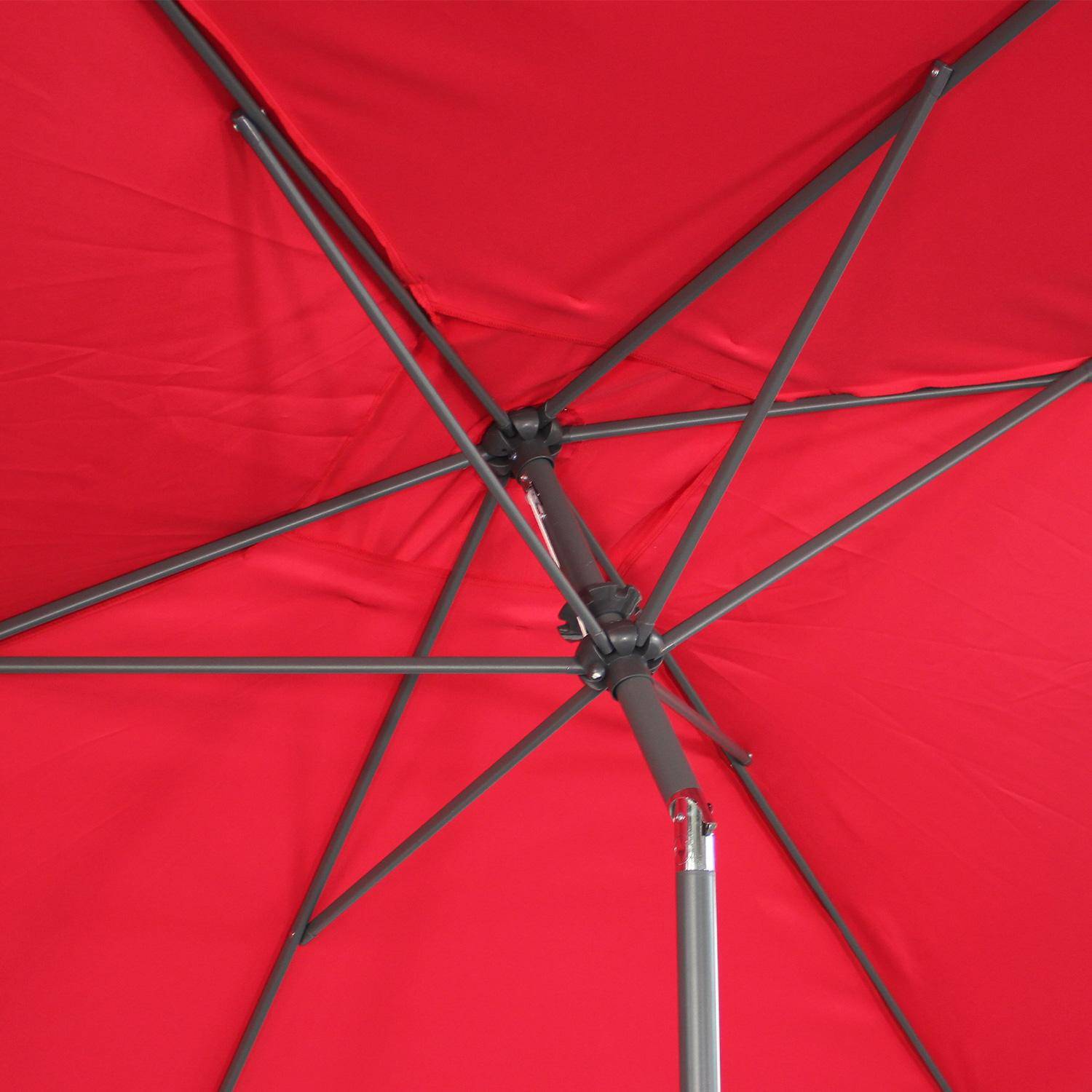 Parasol droit rectangulaire 2x3m - Touquet Rouge - mât central en aluminium orientable et manivelle d'ouverture,sweeek,Photo6