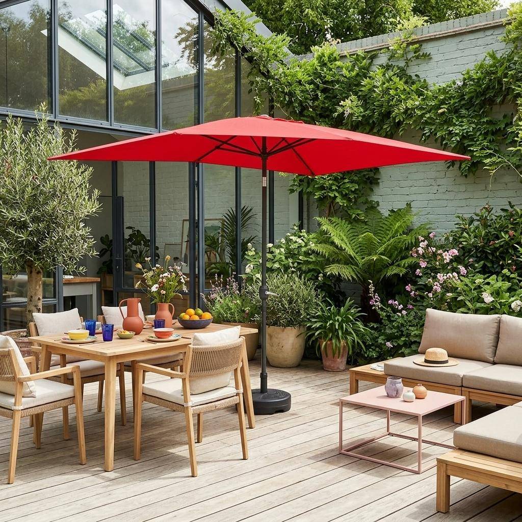 Parasol rectangular, 2x3m Rojo - 300x198x243 cm,sweeek,Photo1