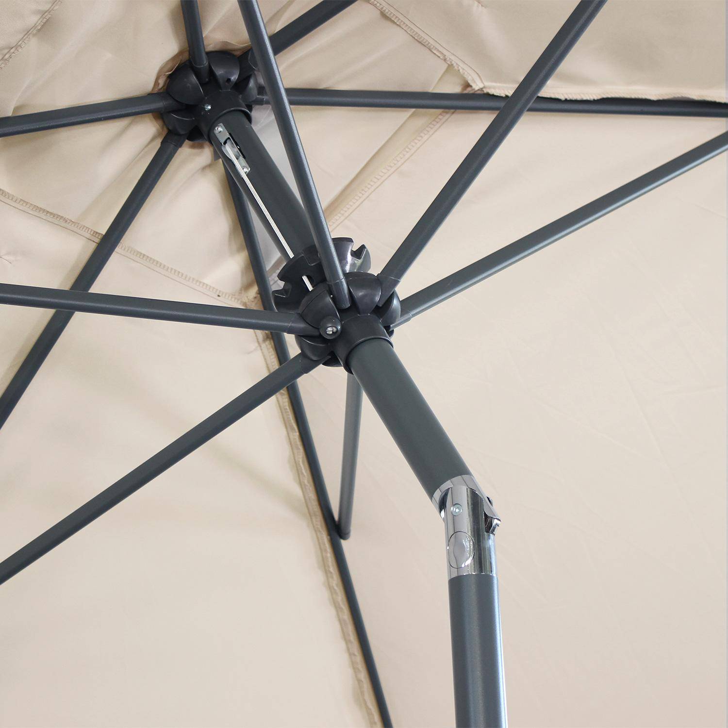 Parasol droit rectangulaire 2x3m - Touquet Sable - mât central en aluminium orientable et manivelle d'ouverture,sweeek,Photo6