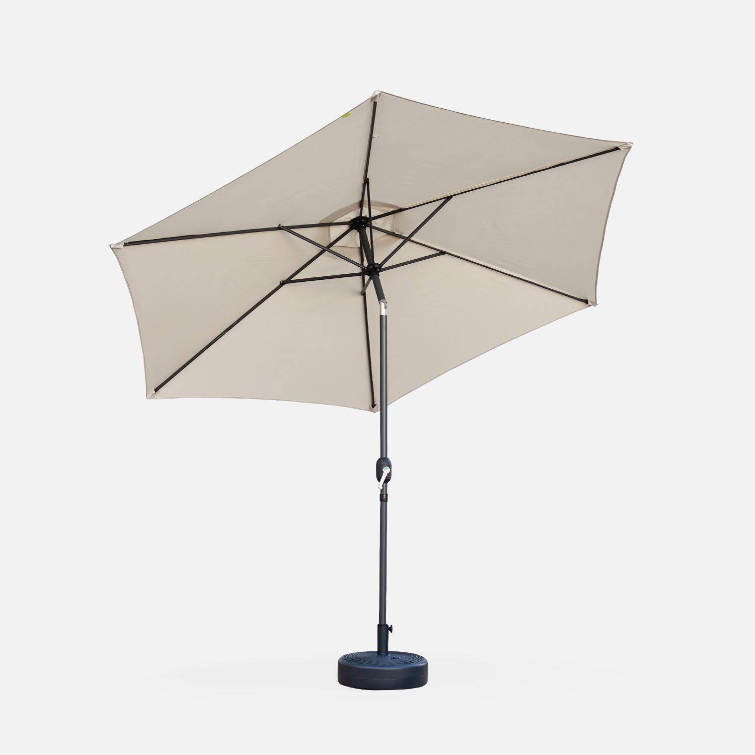 3m round centre pole parasol - adjustable aluminium central mast and crank handle opening - Touquet - Sand,sweeek,Photo4