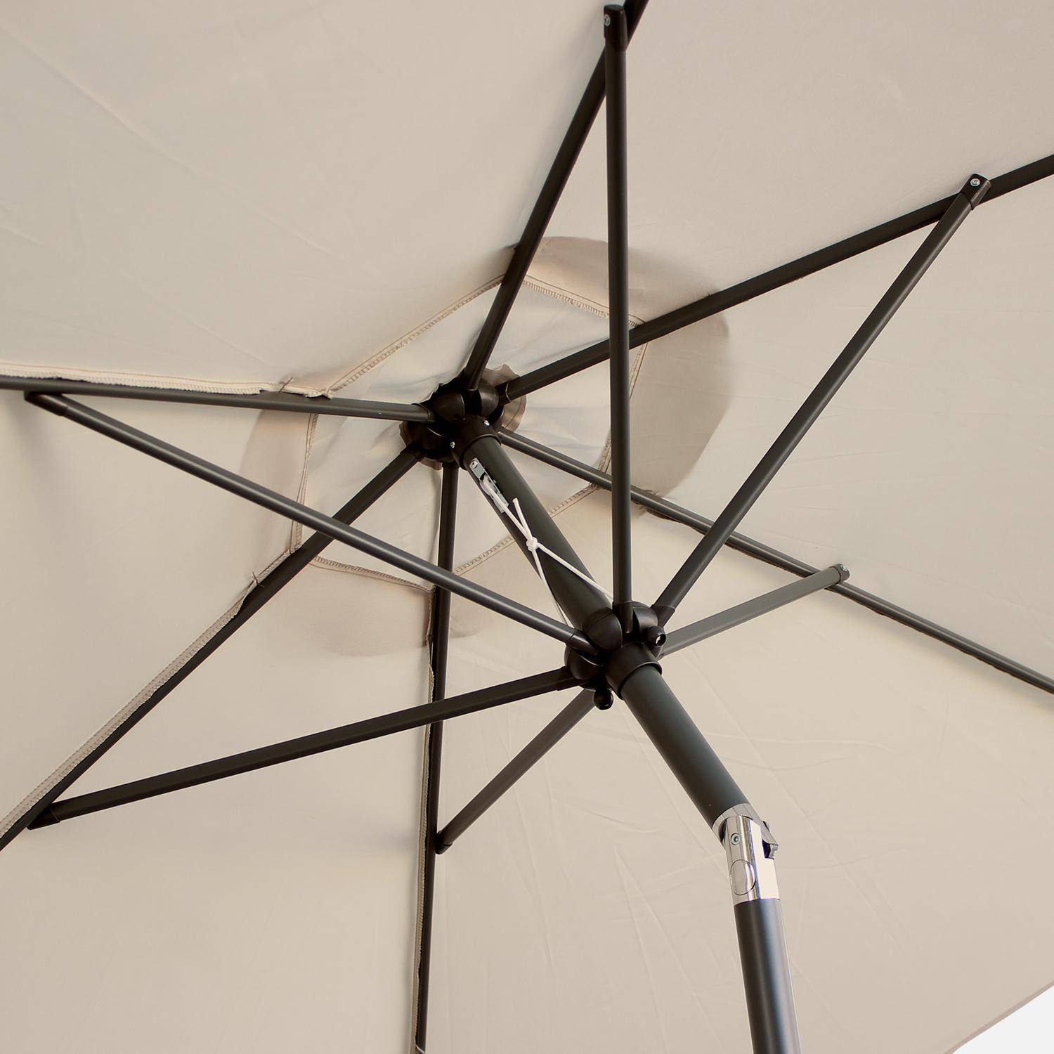 3m round centre pole parasol - adjustable aluminium central mast and crank handle opening - Touquet - Sand Photo5