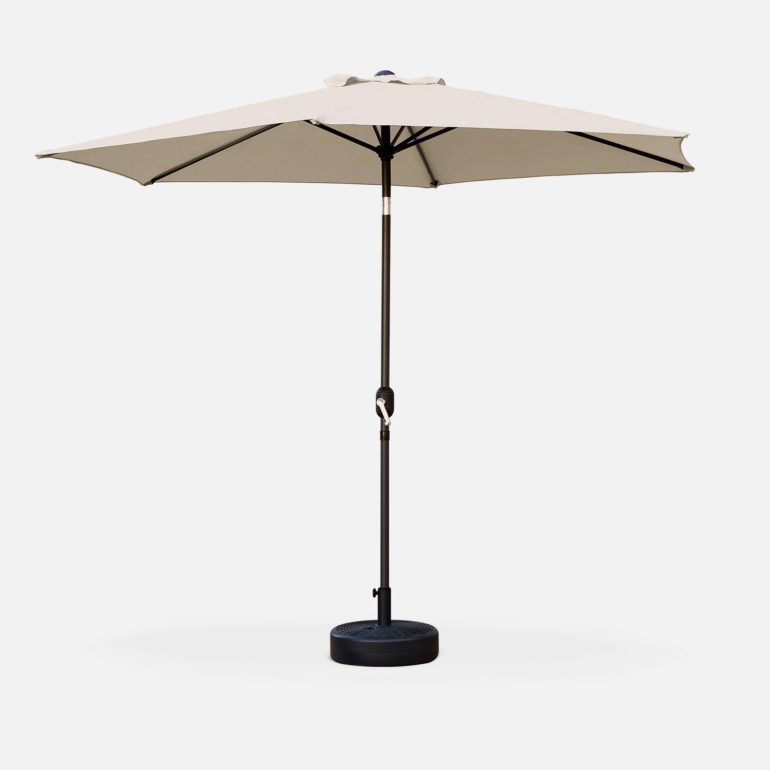 3m round centre pole parasol - adjustable aluminium central mast and crank handle opening - Touquet - Sand,sweeek,Photo3