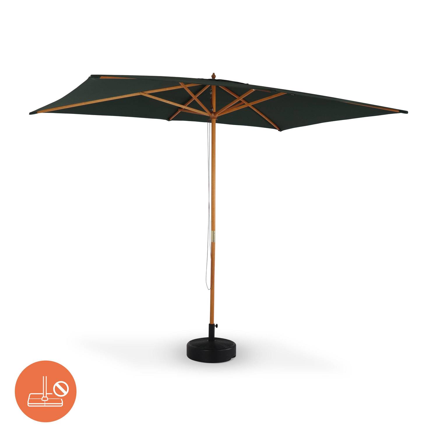 Rechthoekige houten parasol 2x3m, centrale houten mast, handmatig openingssysteem, katrol Photo2