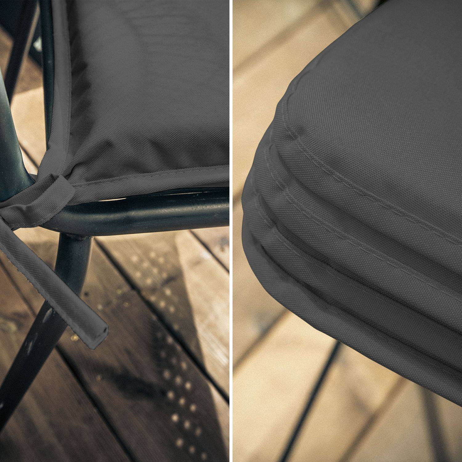 Set van 4 zitkussens voor stoel – 38 x 38 cm – Quartz (antraciet), zitkussen met koordje voor bevestiging, met bies Photo3
