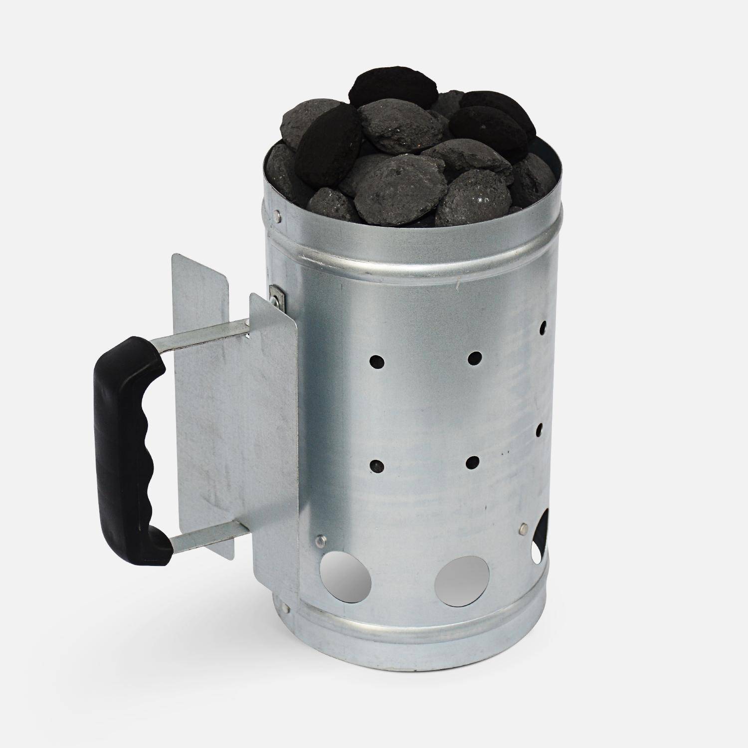 Brikettenstarter voor houtskool barbecue, van gegalvaniseerd staal - aluminium  Photo1