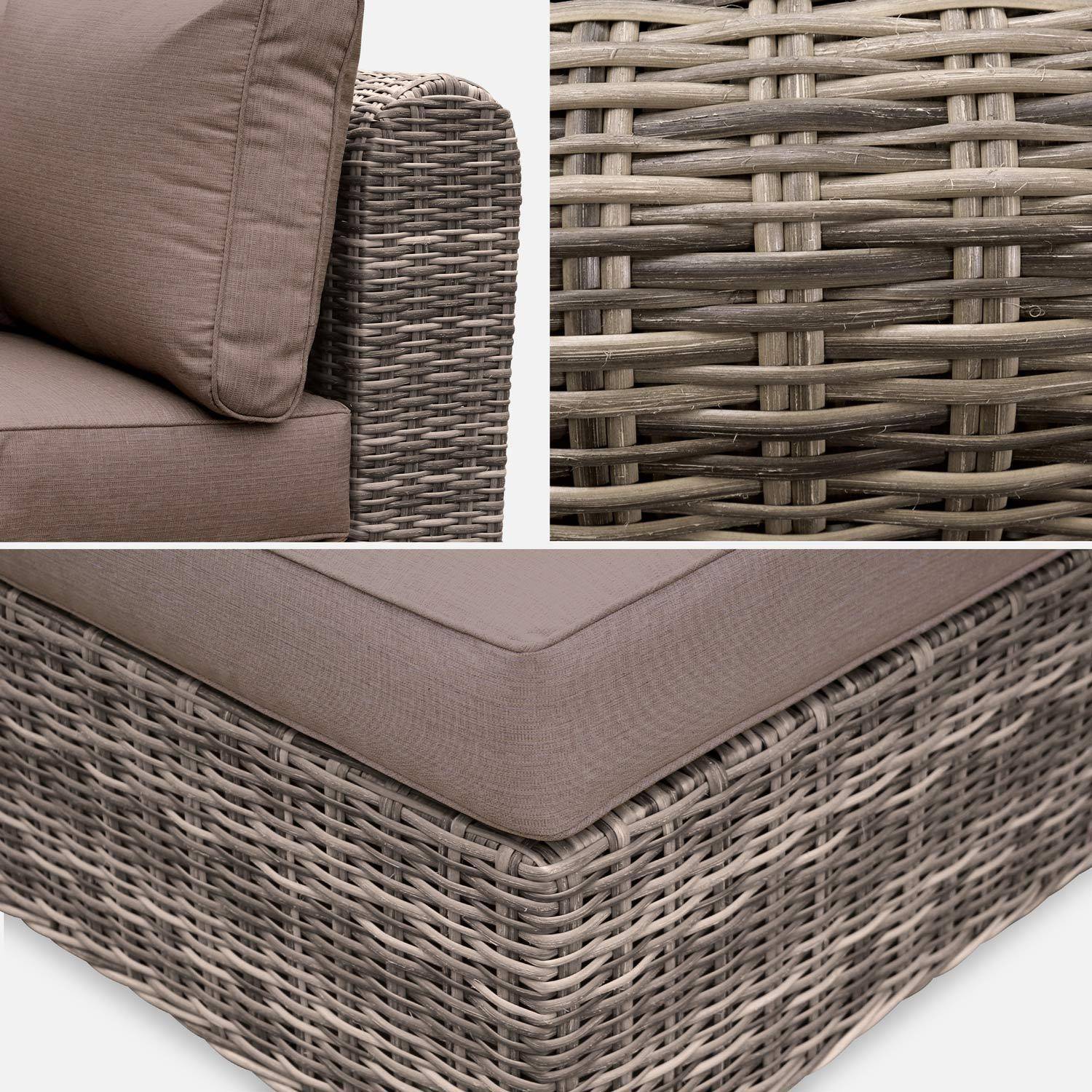 5-seater round rattan garden sofa set - 3-seater sofa, 2 armchairs, 1 coffee table - Juliano - Beige Photo6