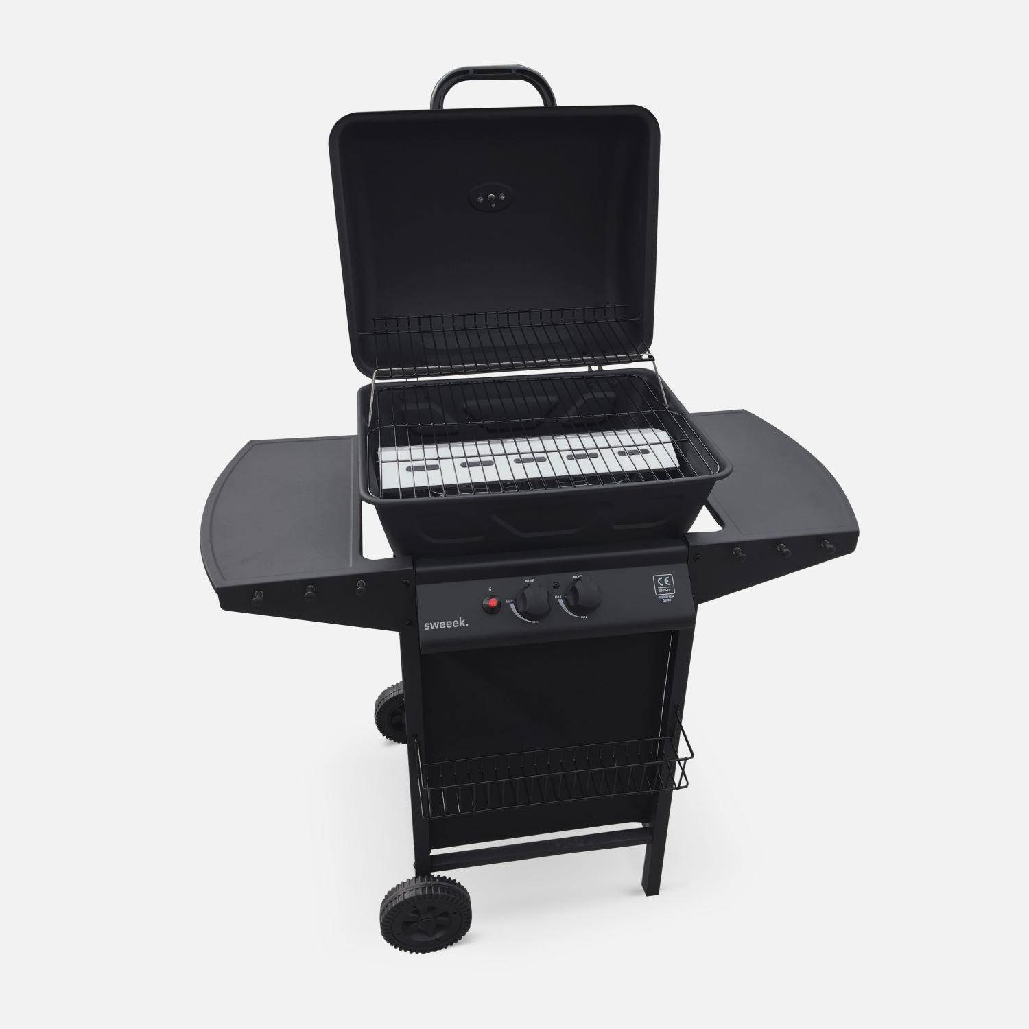 Barbecue a gas, 2 bruciatori Nero - 97x54x100 cm,sweeek,Photo4