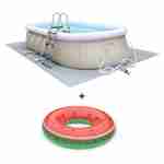 Kit piscine géante complet - Onyx grise - bouée pastèque - piscine autoportante ovale 5,4x3m avec pompe, bâche , tapis de sol et échelle, piscine hors sol autostable Photo1