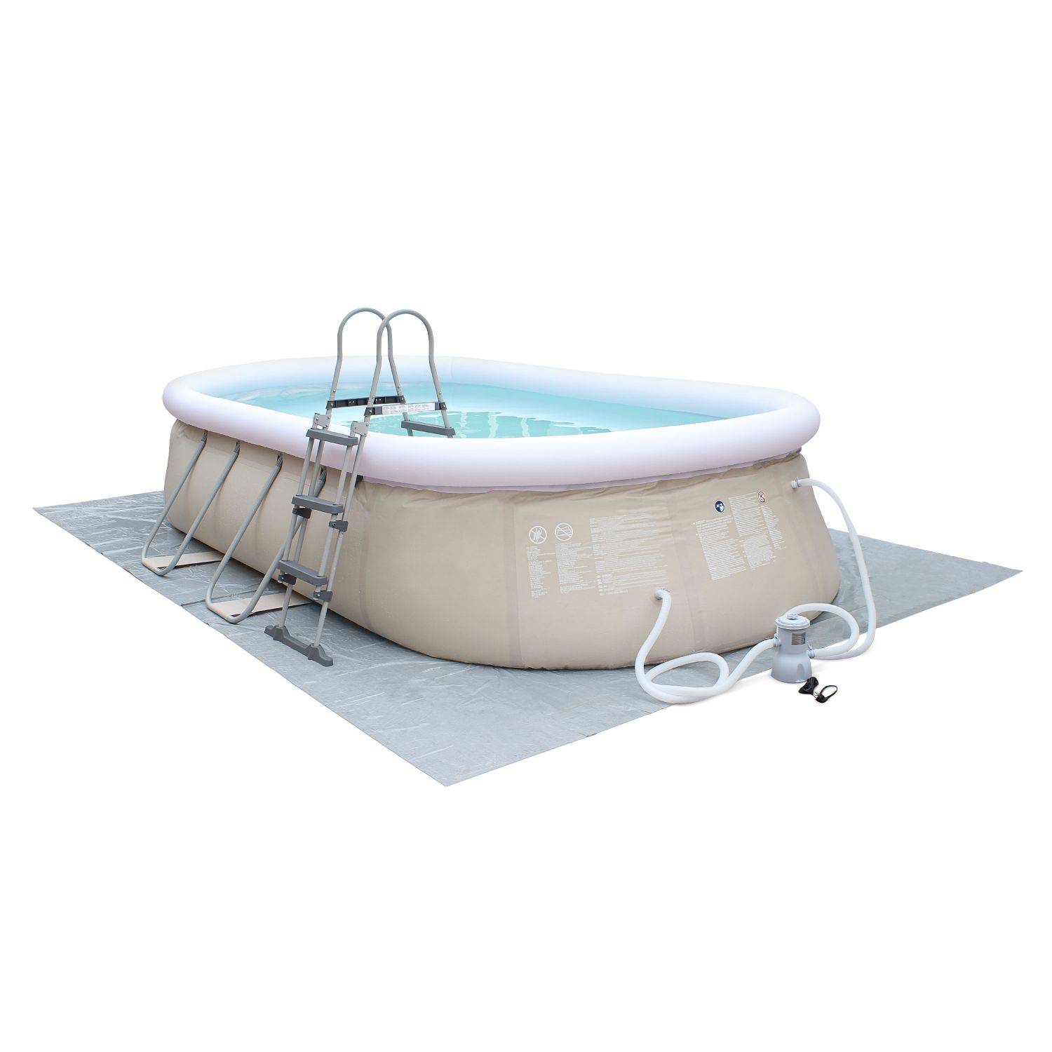Onyx - opblaasbaar ovaal tuin zwembad, grijs, 540x304x106cm met filterpomp, zeildoek, vloermat en ladder- Zwemband watermeloen Photo3