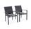 2er Set stapelbare Chicago-Sessel aus dunkelgrauem Aluminium und gestepptem Textilene, Aluwood Altholz-Effekt | sweeek