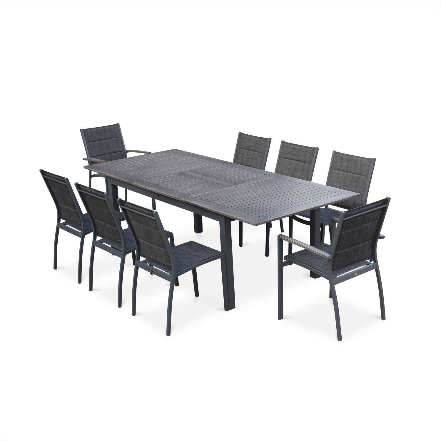 Lot de 2 chaises Chicago - Aluminium gris foncé et textilène gris foncé chiné Photo4
