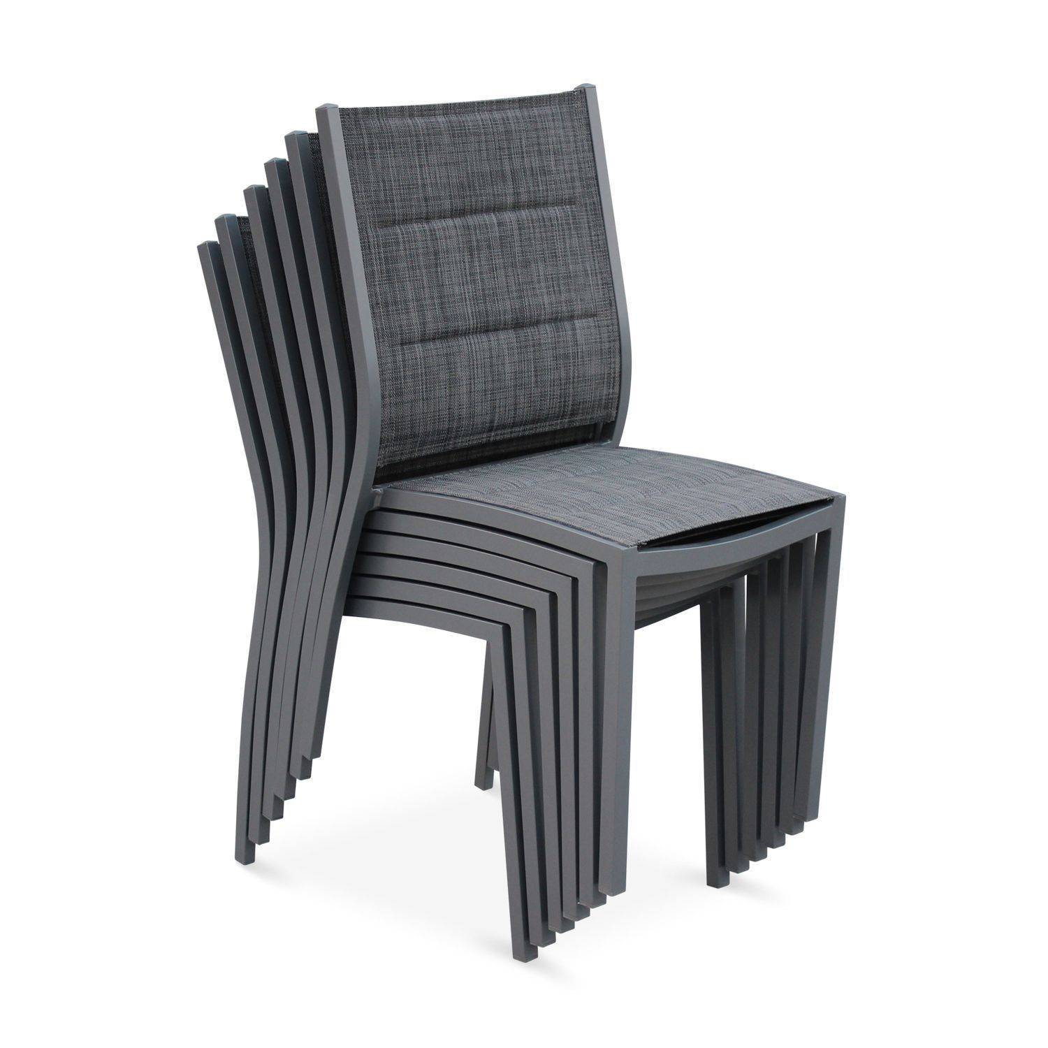 Lot de 2 chaises Chicago - Aluminium gris foncé et textilène gris foncé chiné Photo2