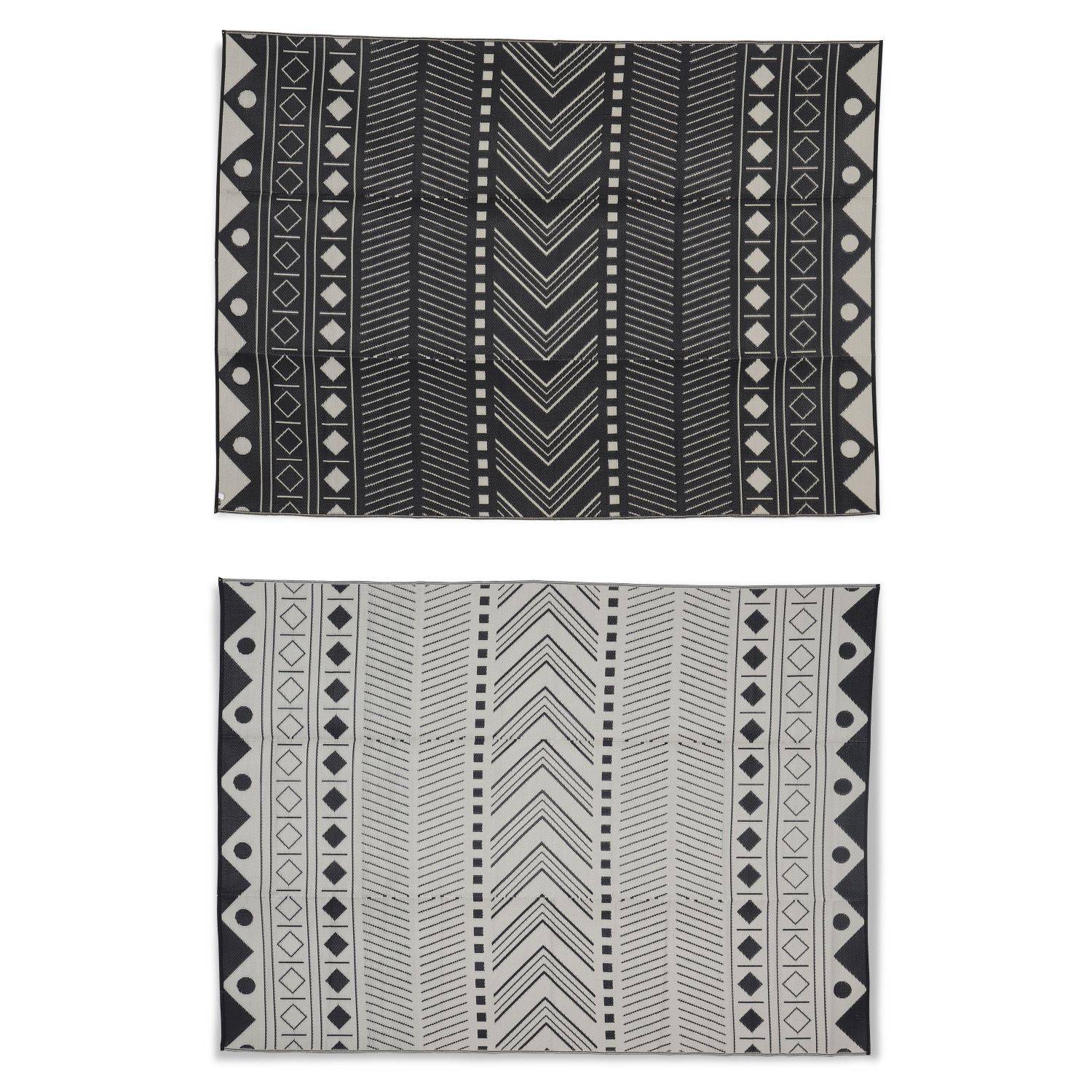 Outdoor rug - 270x360cm - Jacquard, reversible, rectangular, indoor/outdoor use - Bamako - Black-beige Photo2