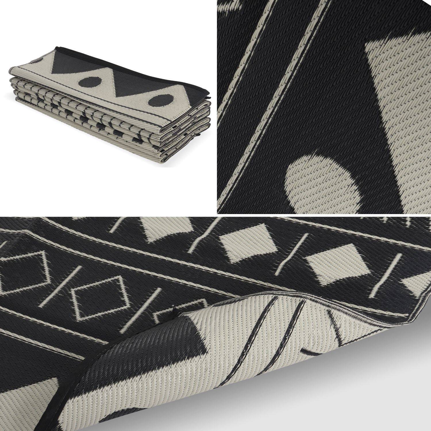 Outdoor rug - 270x360cm - Jacquard, reversible, rectangular, indoor/outdoor use - Bamako - Black-beige Photo3