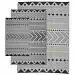 Alfombra de exterior 270x360cm BAMAKO- Rectangular, patrón étnico negro / beige, jacquard, reversible, interior / exterior, Photo5