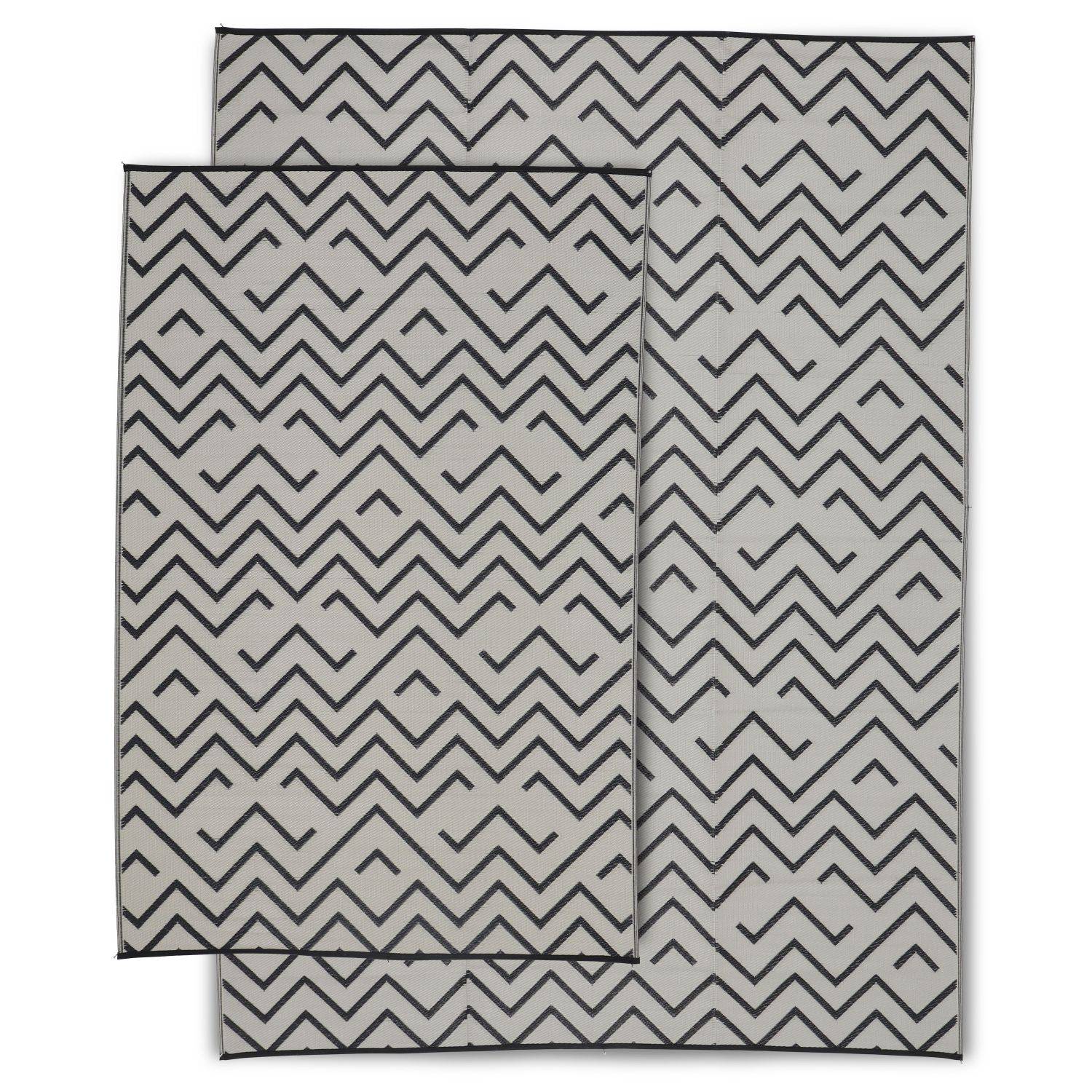Outdoor Teppich 270 x 360 cm SYDNEY - Rechteckig, Wellenmuster schwarz / beige, Jacquard, wendbar, innen / außen Photo5