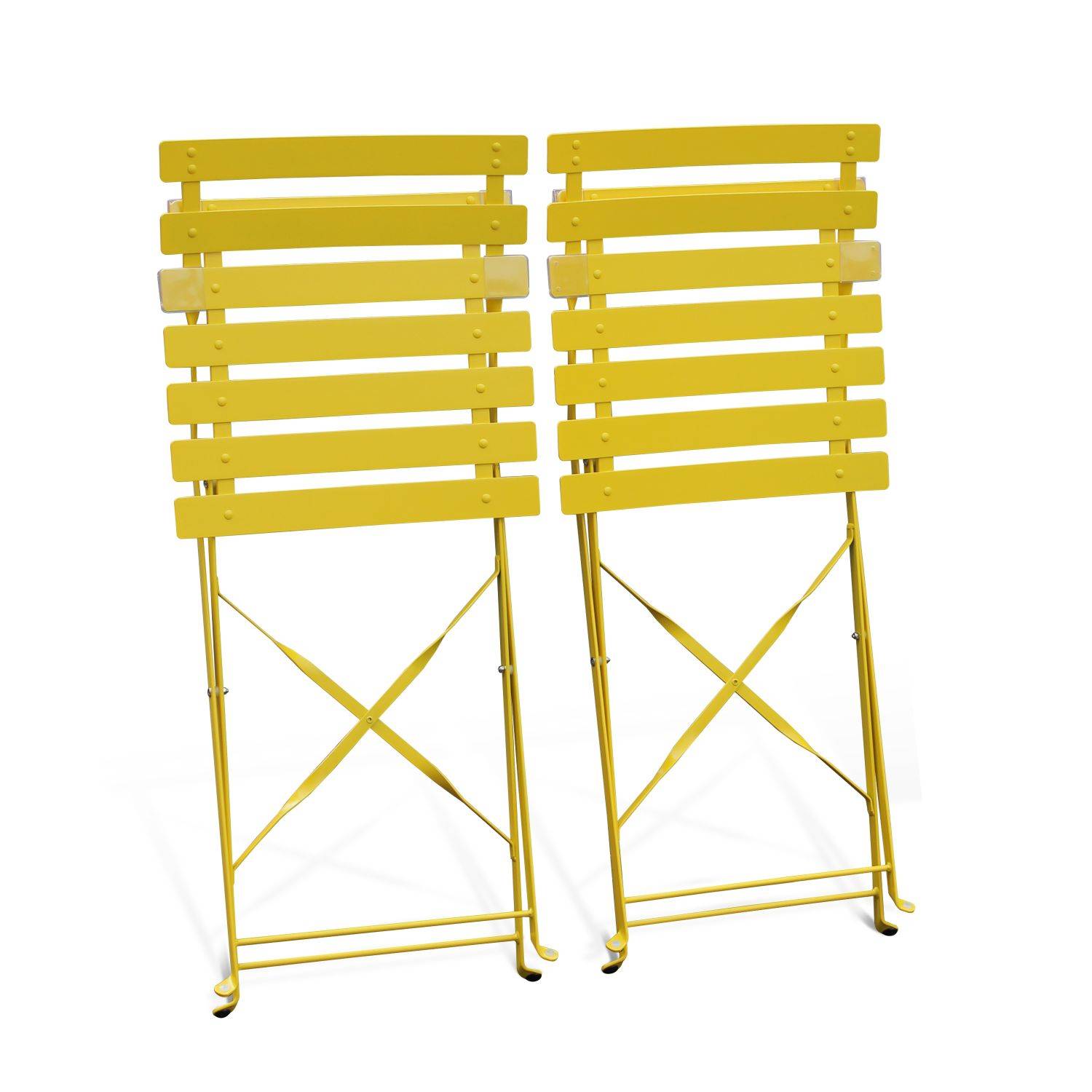 Lot de 2 chaises de jardin pliables - Emilia jaune - Acier thermolaqué Photo3