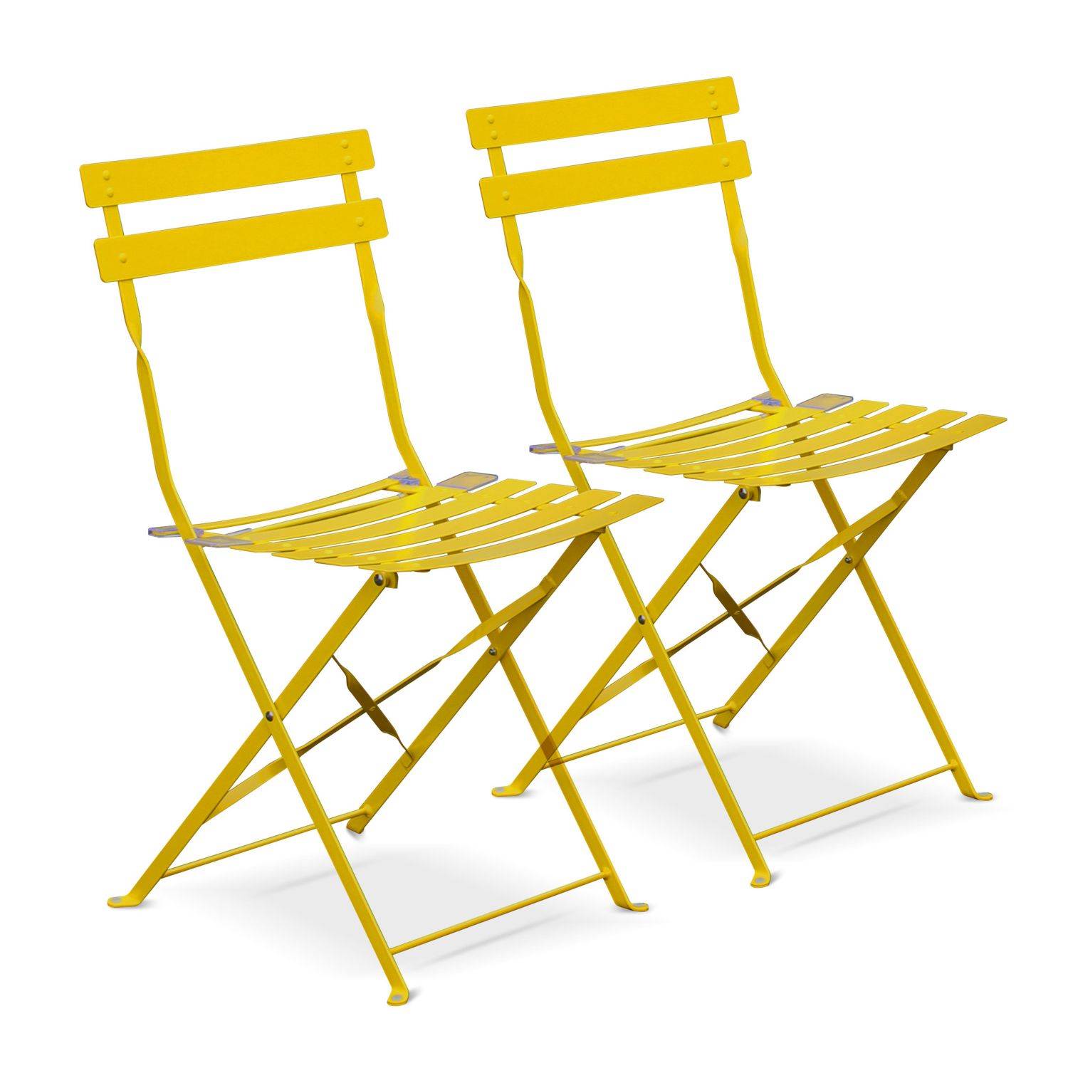 Lot de 2 chaises de jardin pliables - Emilia jaune - Acier thermolaqué Photo1