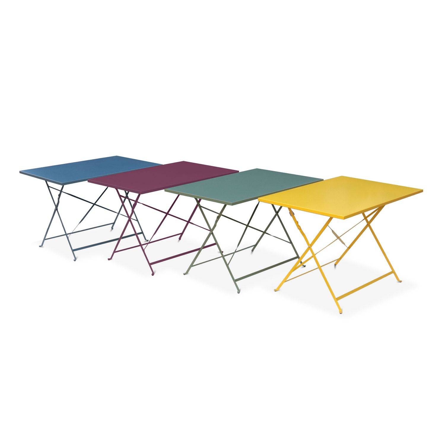 Klappbarer Bistro-Gartentisch - Emilia gelb rechteckig - Rechteckiger Tisch 110x70cm aus pulverbeschichtetem Stahl Photo5