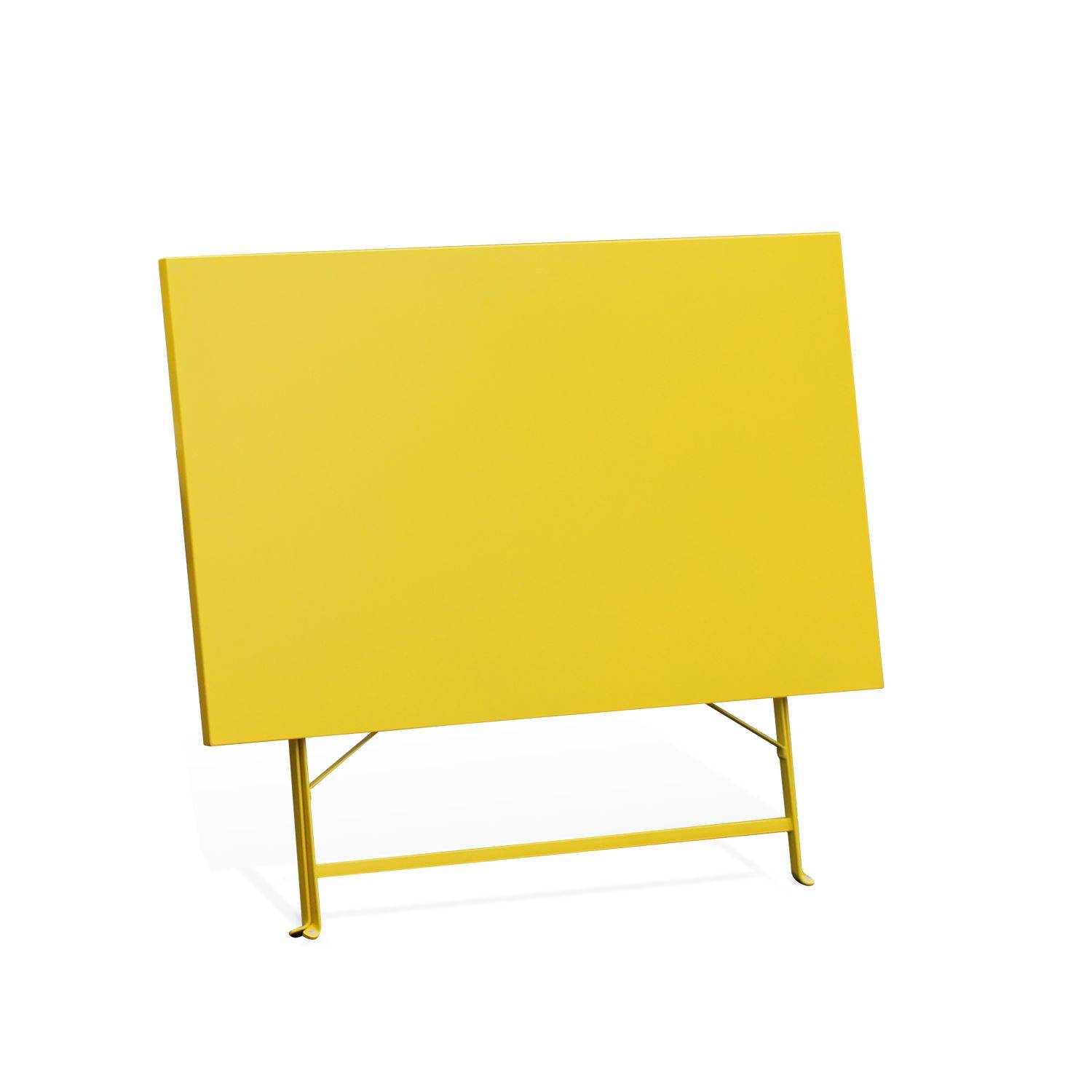 Table jardin bistrot pliable - Emilia rectangle jaune- Table rectangle 110x70cm en acier thermolaqué Photo3