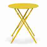 Table de jardin bistrot pliable - Emilia ronde jaune- Table ronde Ø60cm en acier thermolaqué Photo2