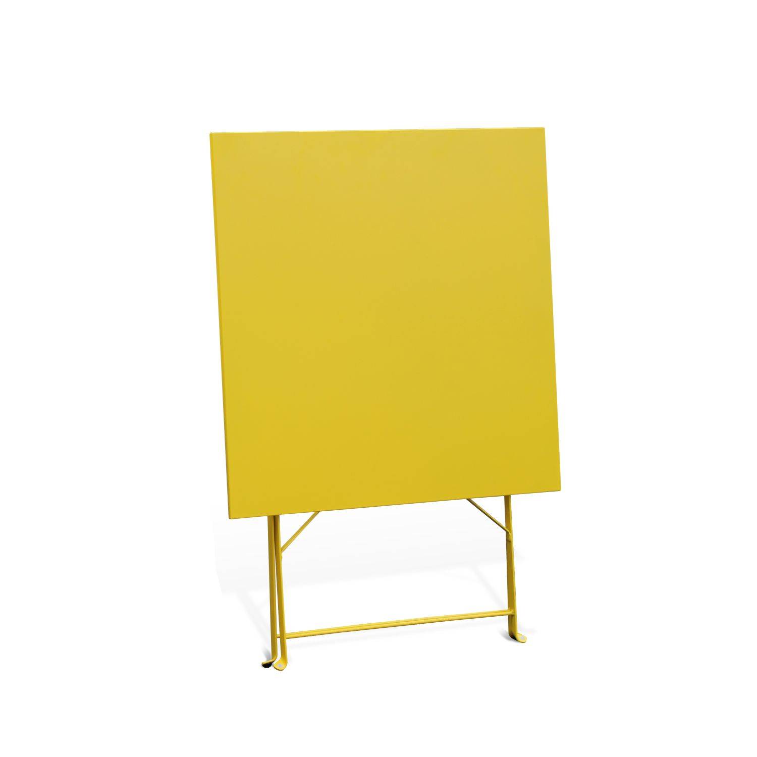 Table jardin bistrot pliable - Emilia carrée jaune- Table carrée 70x70cm en acier thermolaqué Photo3