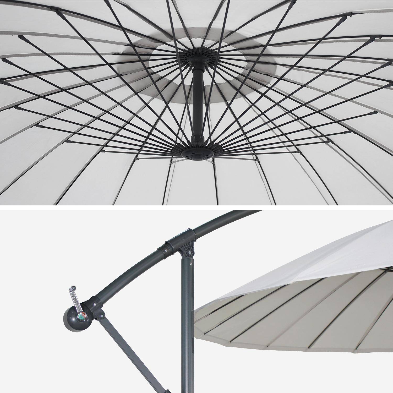 Cantilever parasol Ø300cm  - Anthracite frame, fibreglass ribs, anti-reverse crank - Shanghai - Sand Photo3