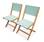 Lot de 2 chaises de jardin en bois Almeria, 2 chaises pliantes Eucalyptus FSC huilé et textilène vert de gris | sweeek