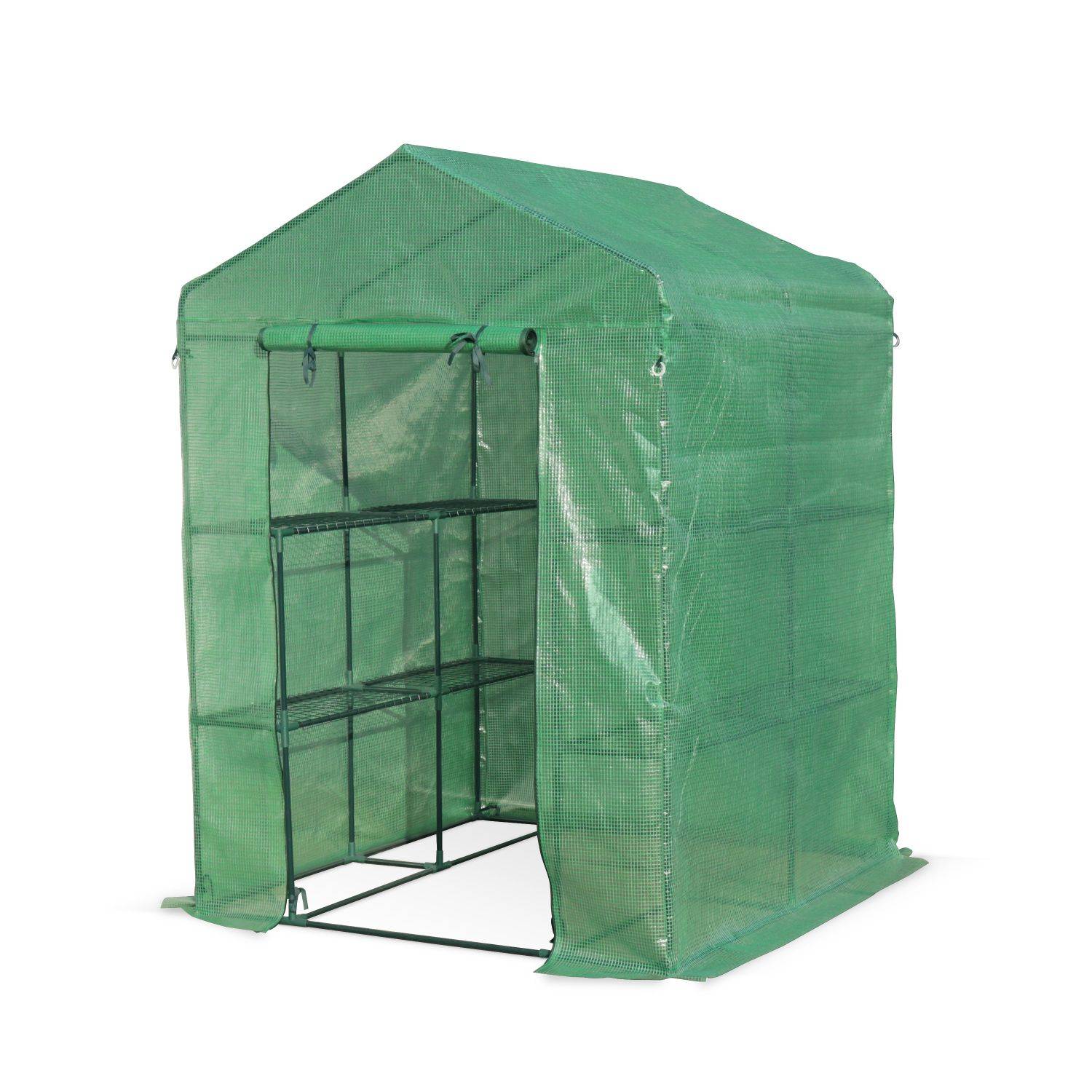 Gartengewächshaus BASILIC 2m² mit 8 Regalen, Material Polyethylen Photo1