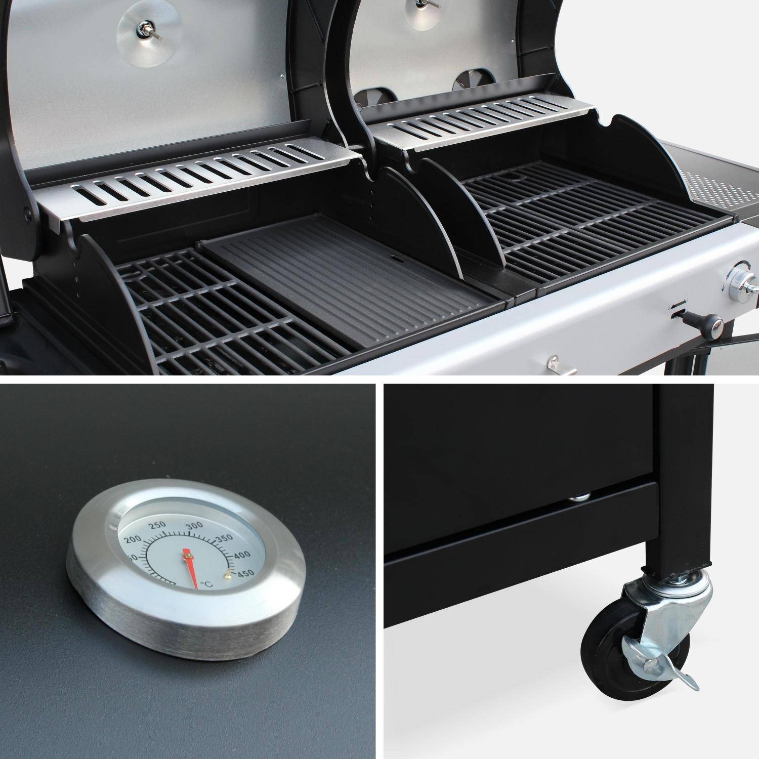Barbecue a gas 2 in 1, 3 bruciatori + 1 fuoco laterale Nero - 163.5x75.5x140.5 cm Photo9